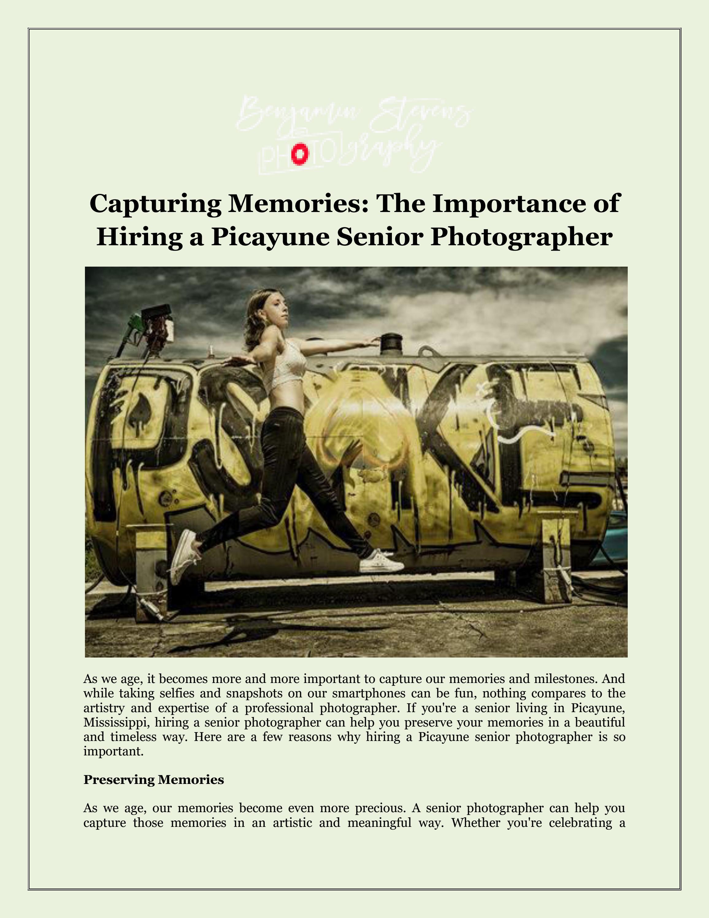 Capturing Memories The Importance of Hiring a Picayune Senior