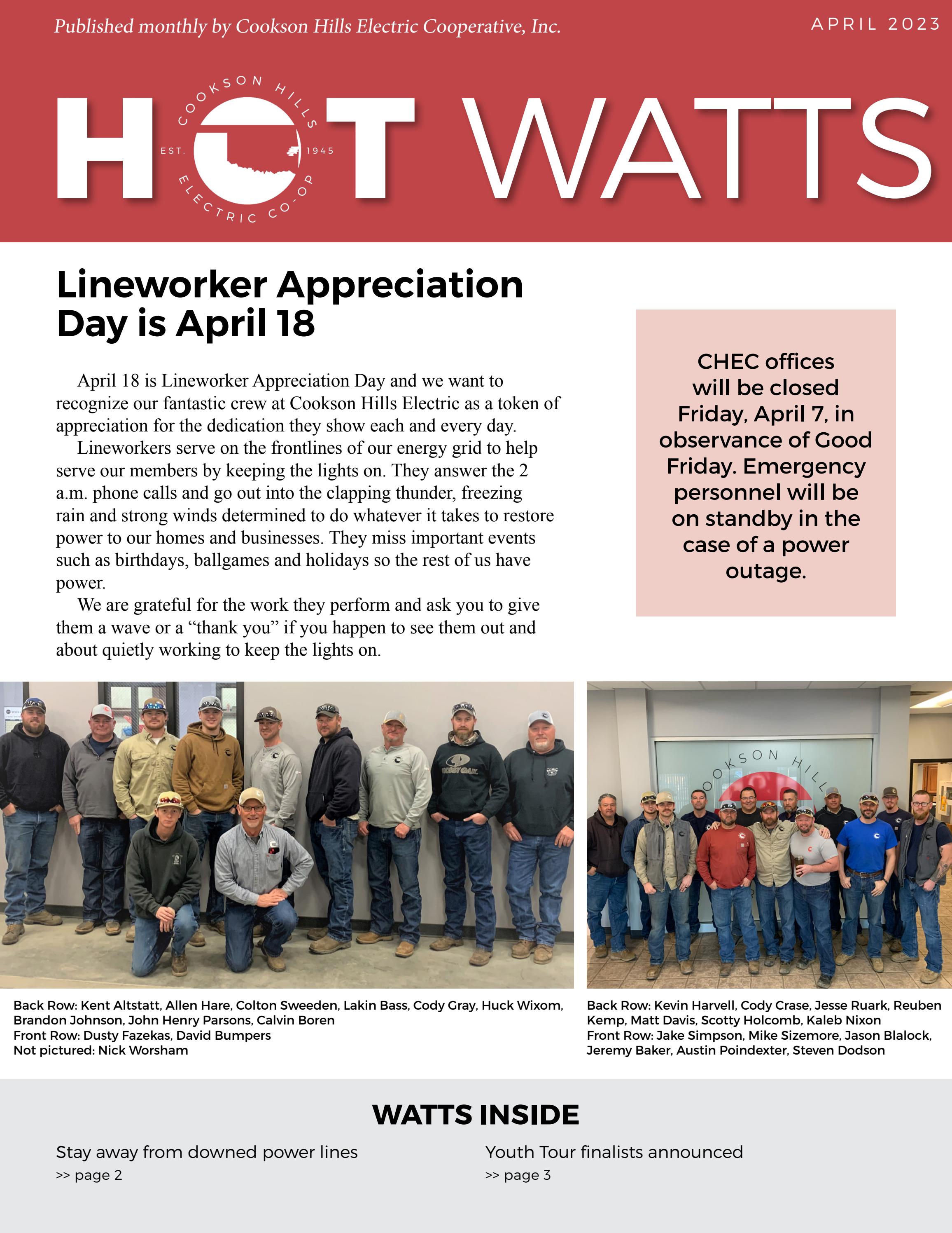 CHEC Hot Watts April 2023 by Cookson Hills Electric Cooperative - Issuu