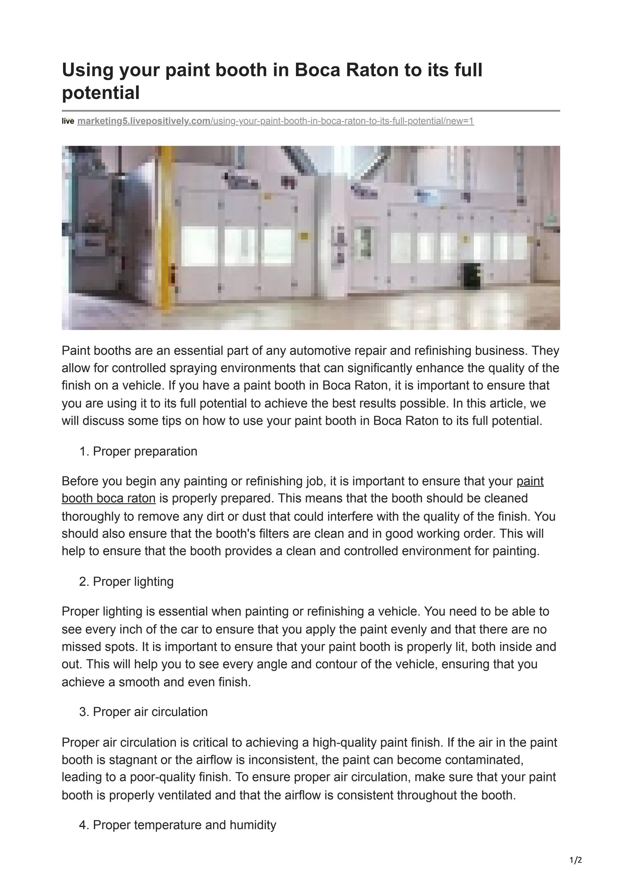 Using your paint booth in Boca Raton to its full potential by