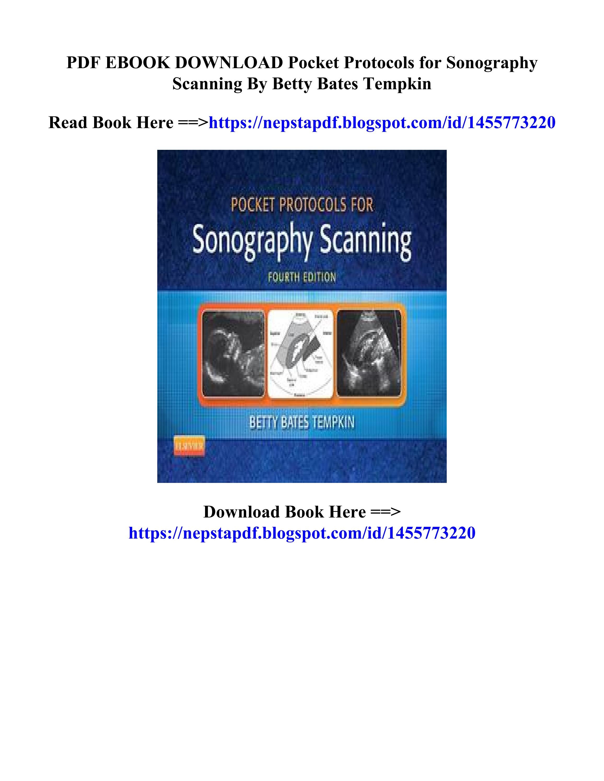 Read PDF Pocket Protocols for Sonography Scanning Betty Bates Tempkin