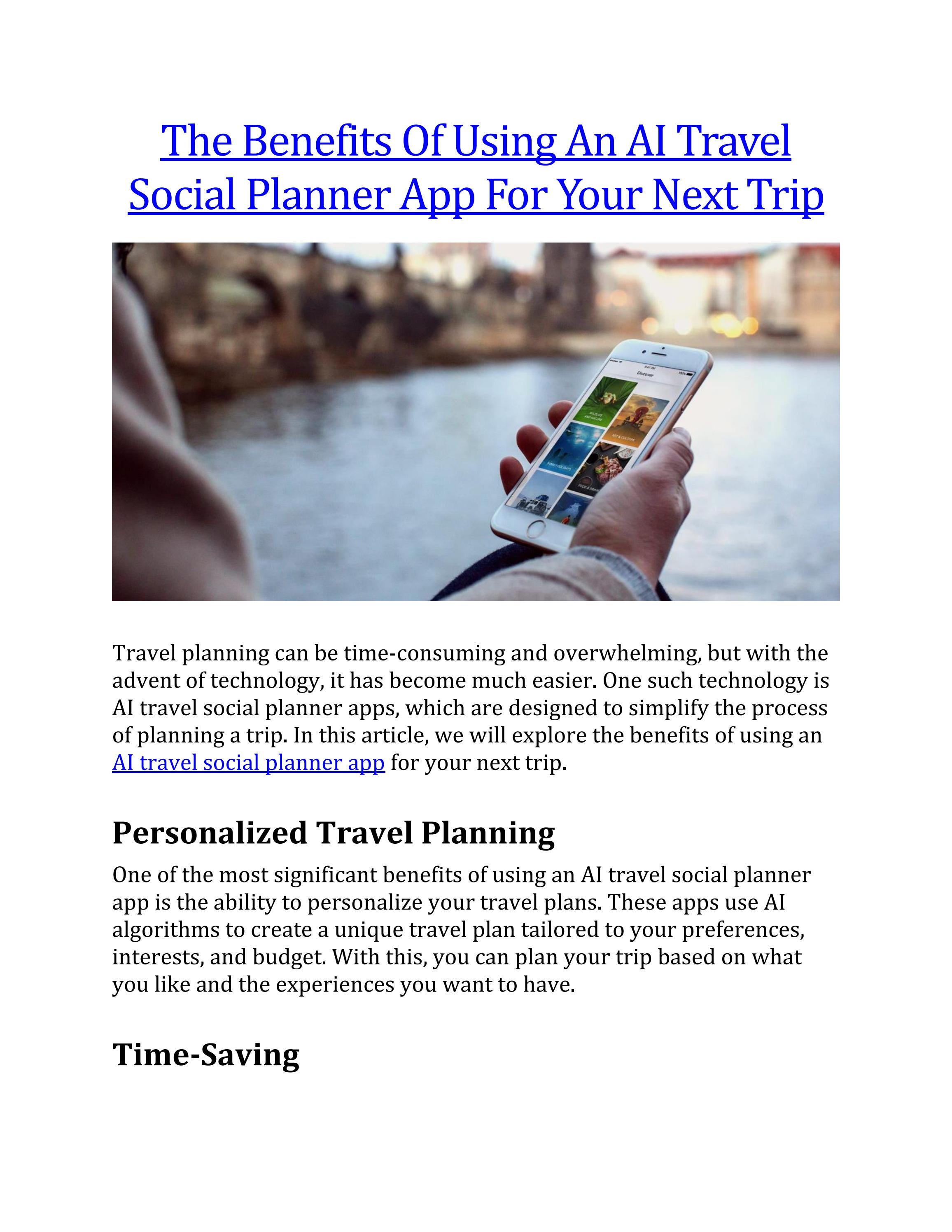 The Benefits Of Using An AI Travel Social Planner App For Your Next