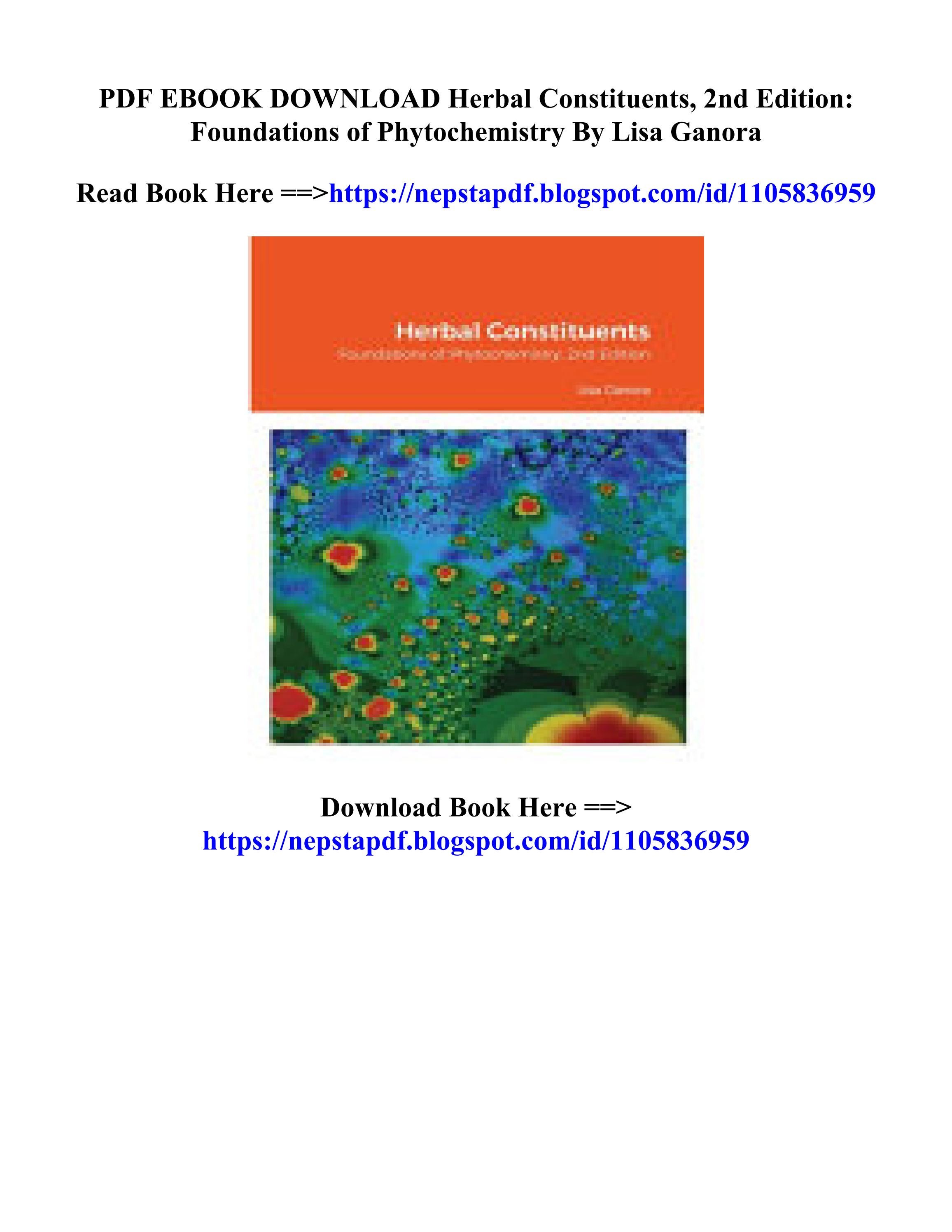 Download PDF Herbal Constituents, 2nd Edition Foundations of