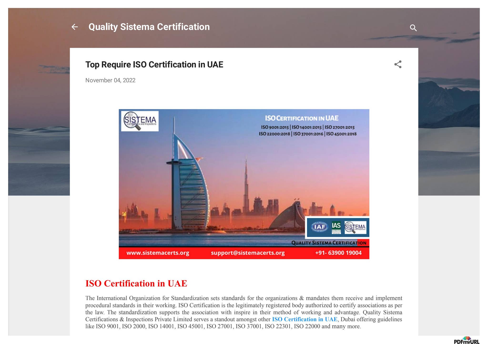 Top Require ISO Certification in UAE by sistema Certification - Issuu