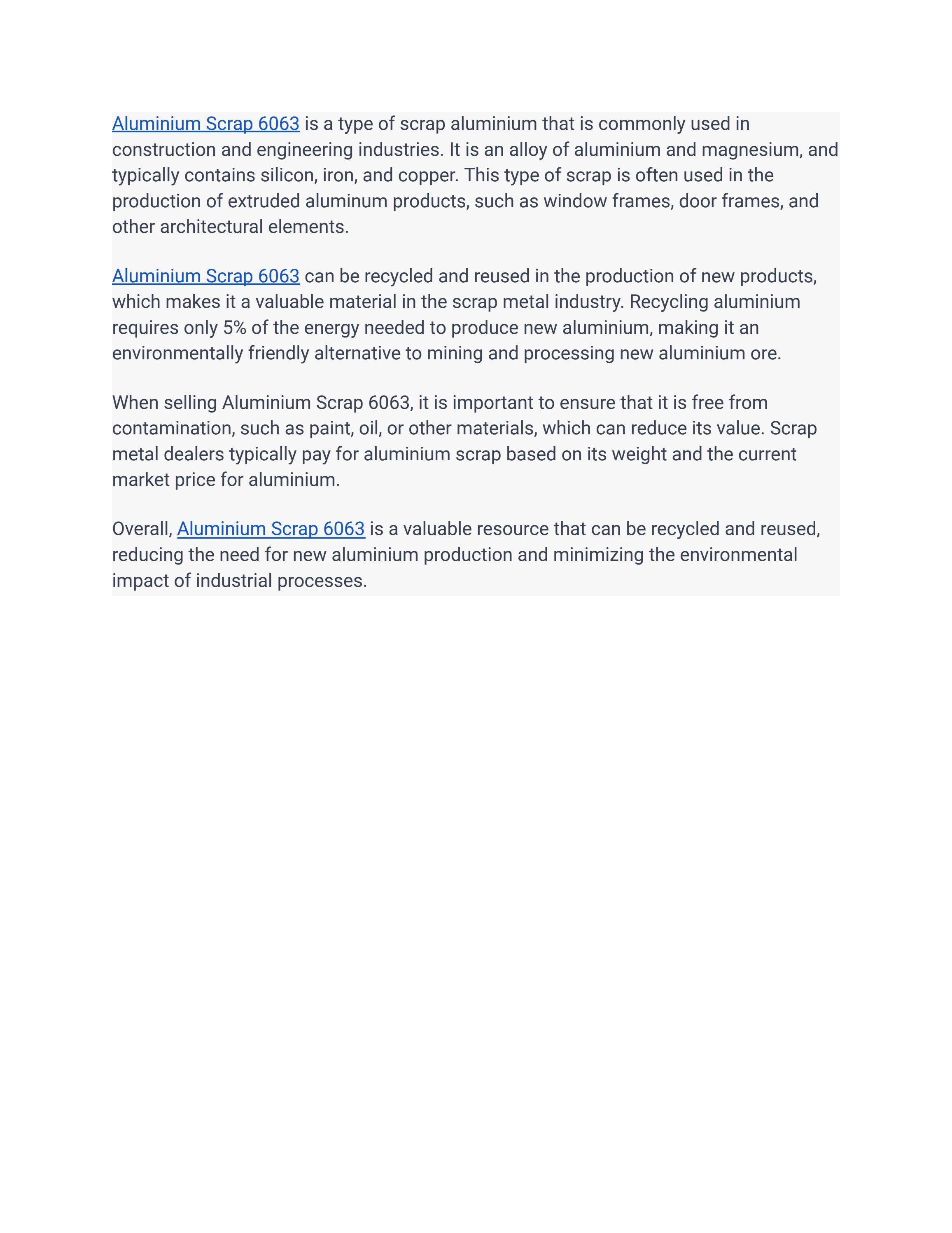 Extruded Aluminum Scrap Price Today Wholesale Dealers