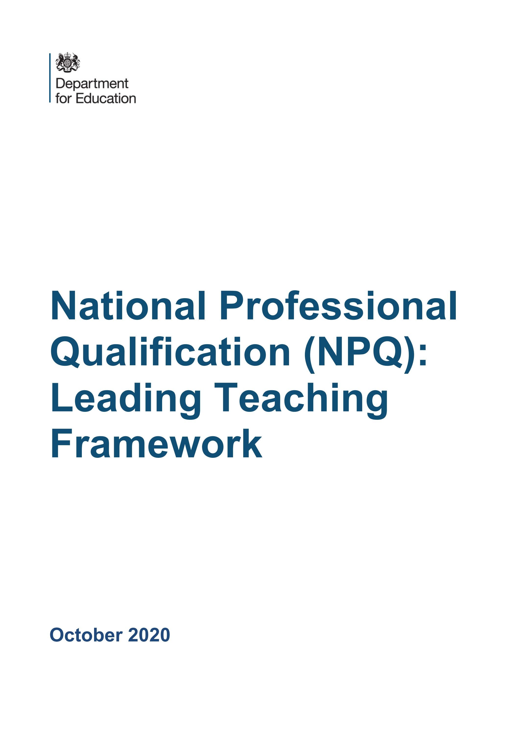 NPQ for Leading Teaching (NPQLT) Framework by Issuu