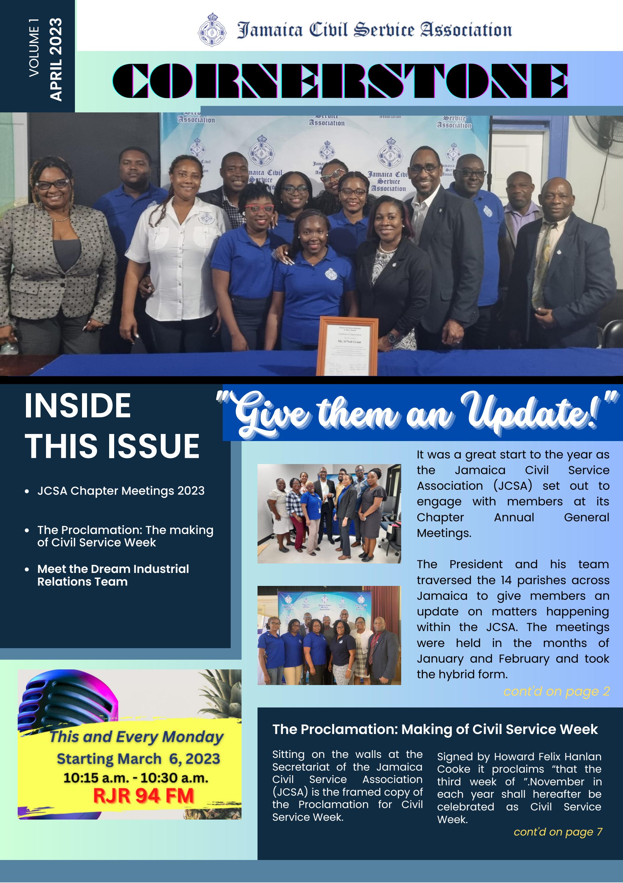 Cornerstone Vol 2. Issue 1 by Jamaica Civil Service Association Issuu