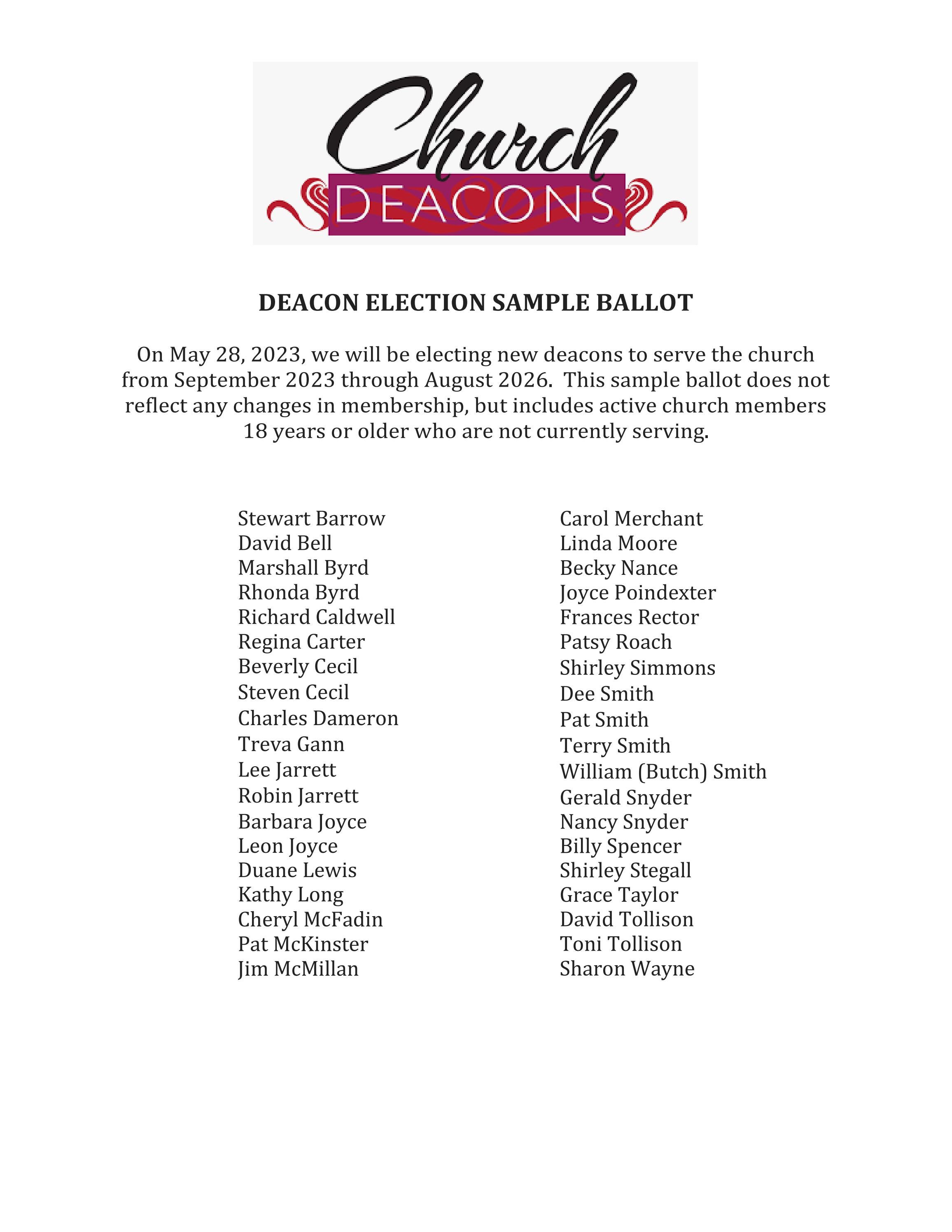 Deacon Election Sample Ballot by StarlingAvenue Issuu