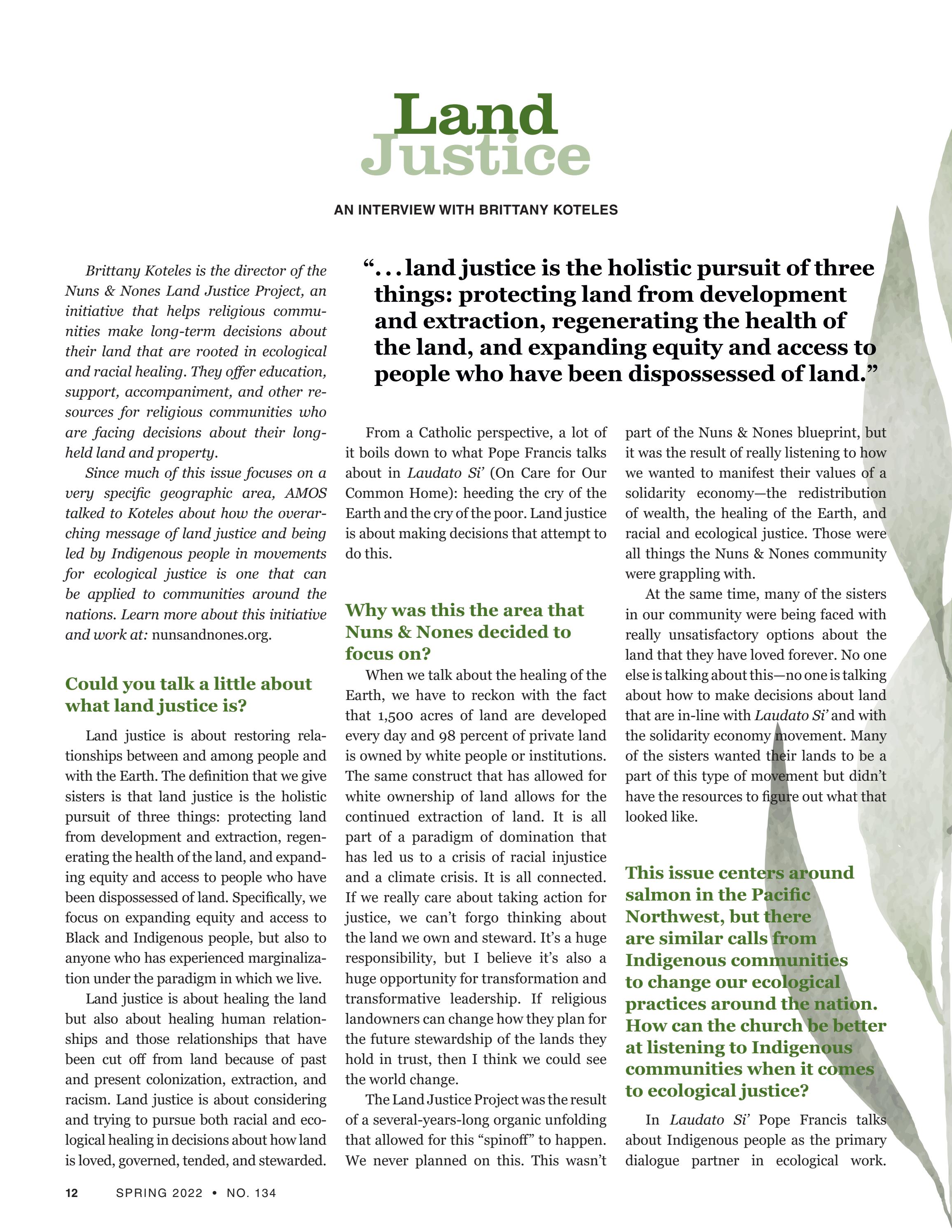 Land Justice, An interview with Brittany Koteles by