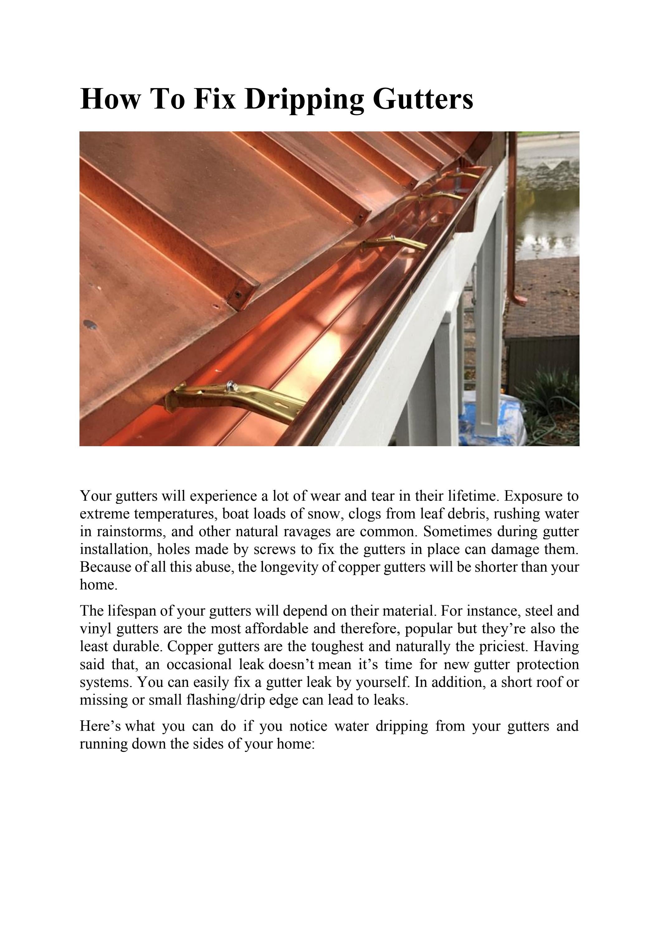 How To Fix Dripping Gutters by Royal Gutters Issuu