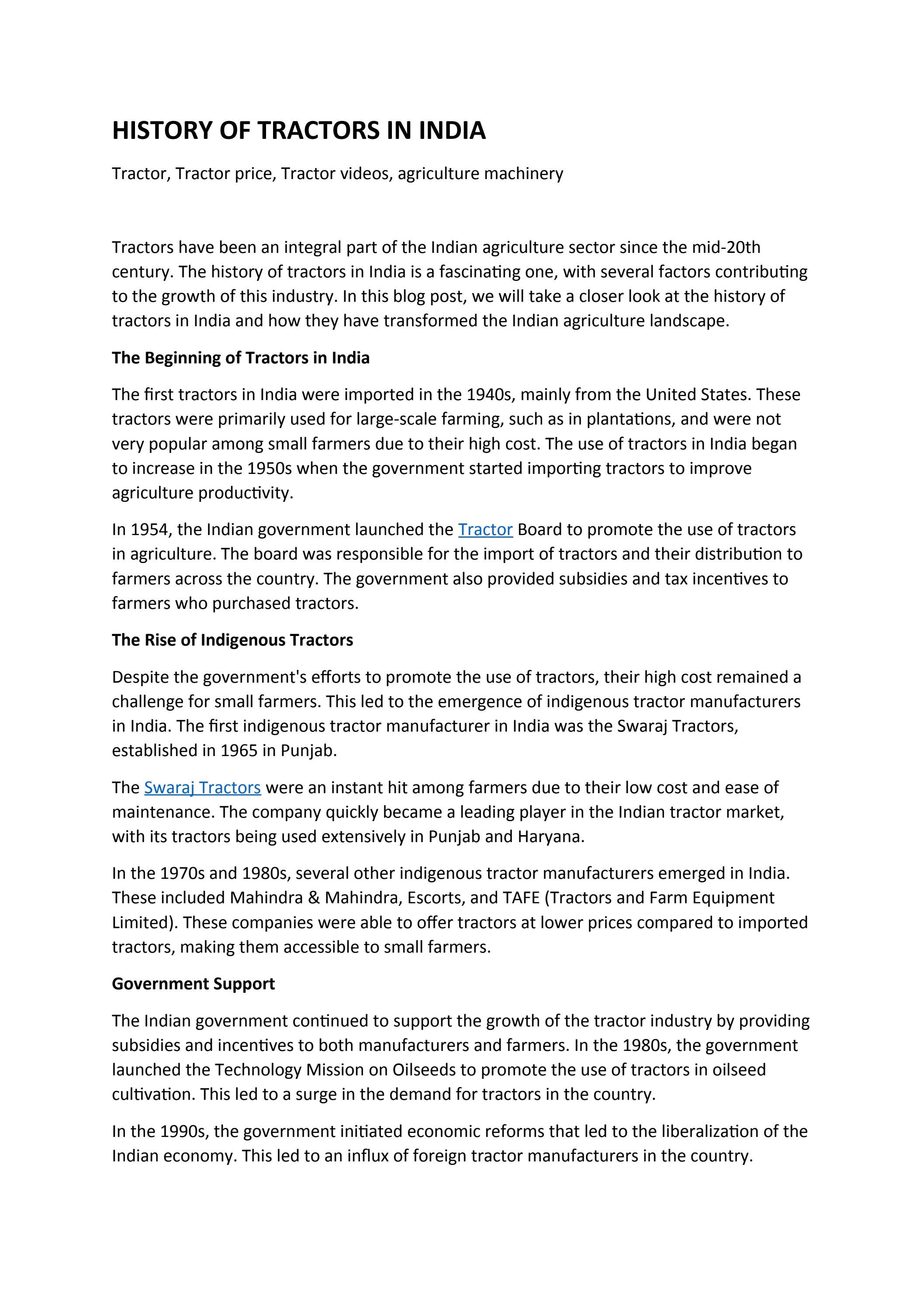 HISTORY OF TRACTORS IN INDIA by Rohankale321 Issuu