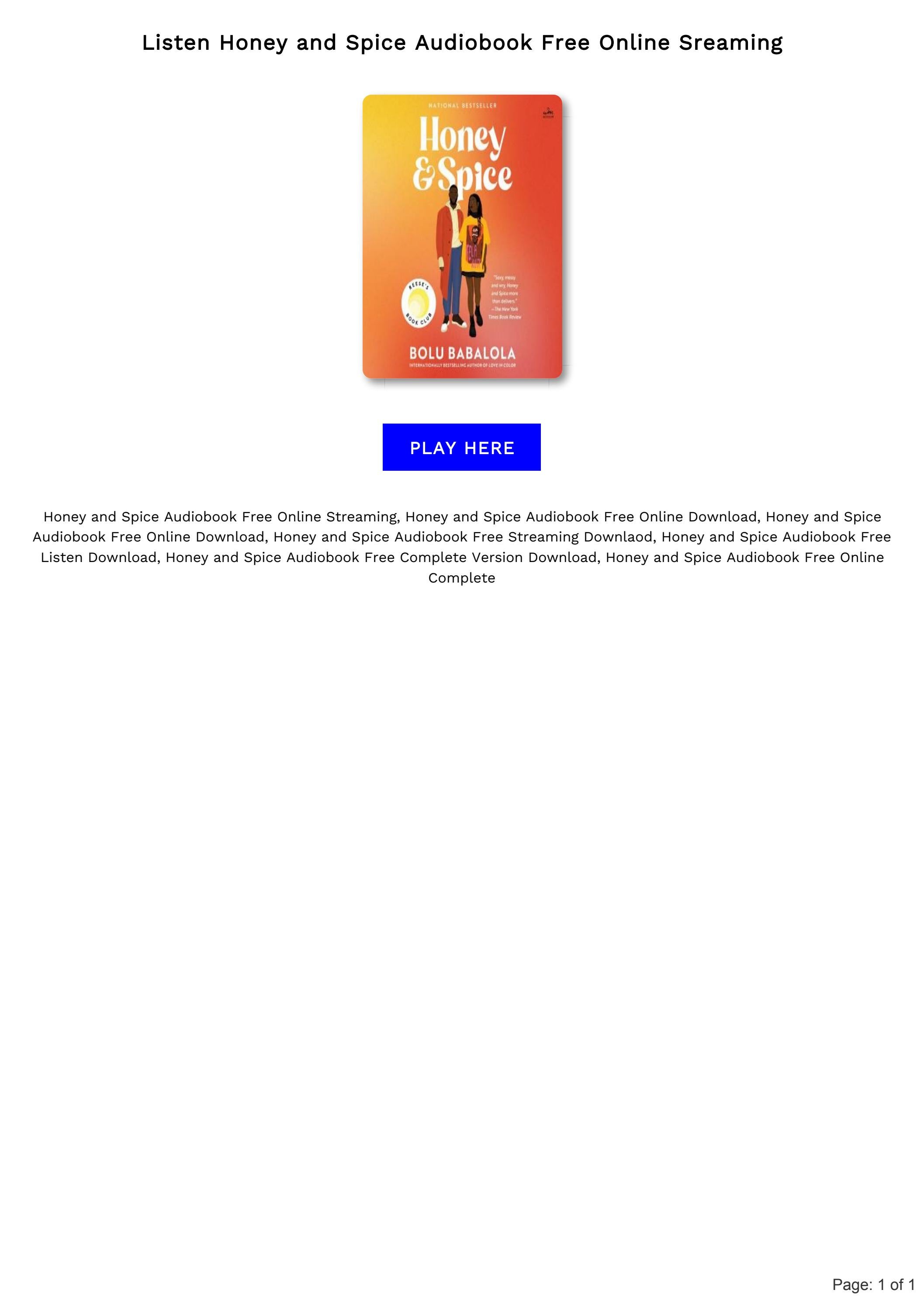 Honey and Spice Audiobook Free Complete by NatachaMilka Issuu