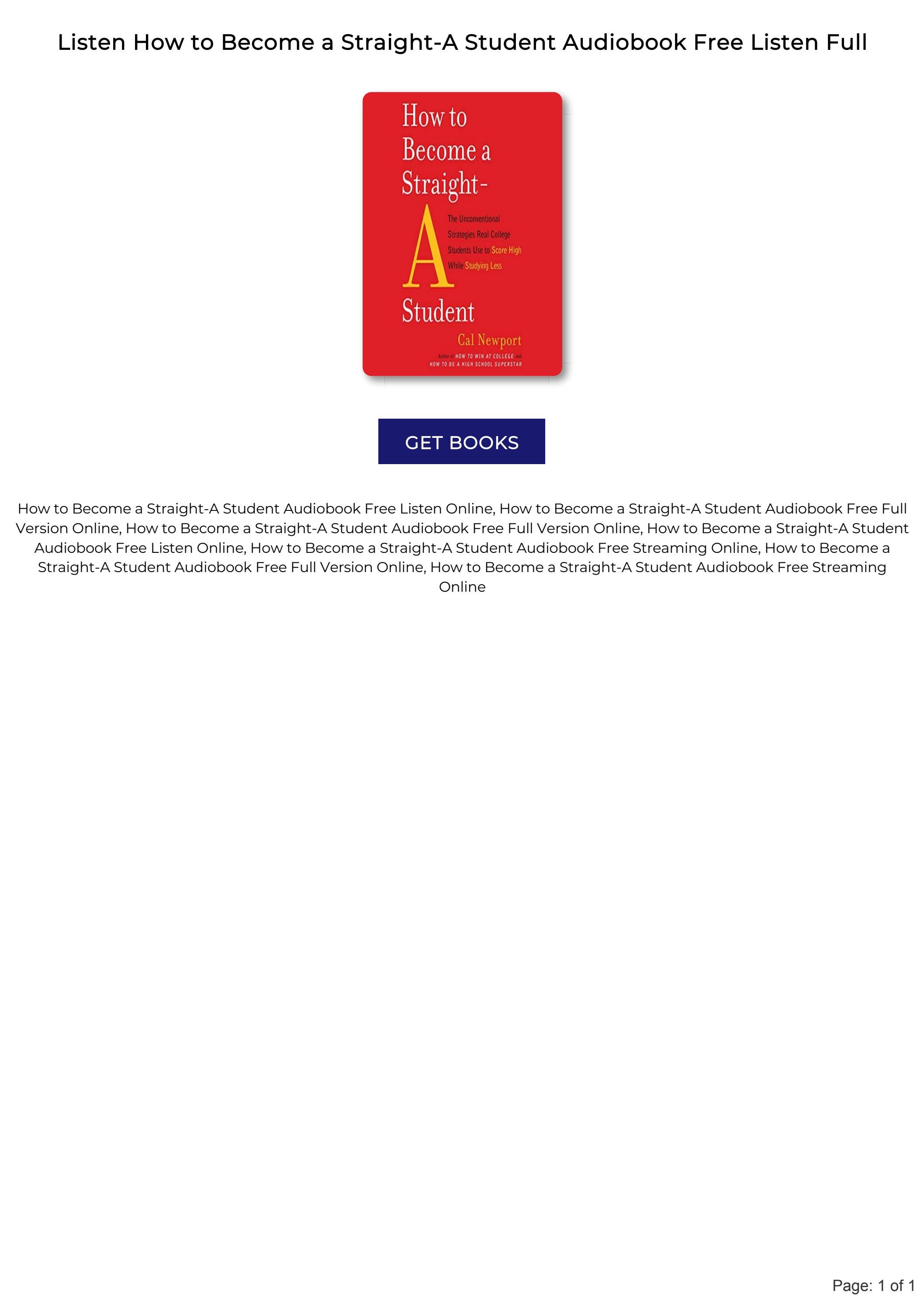 How to Become a Straight-A Student Full Audiobook Free Online by - How To Become A Straight A Student Audiobook