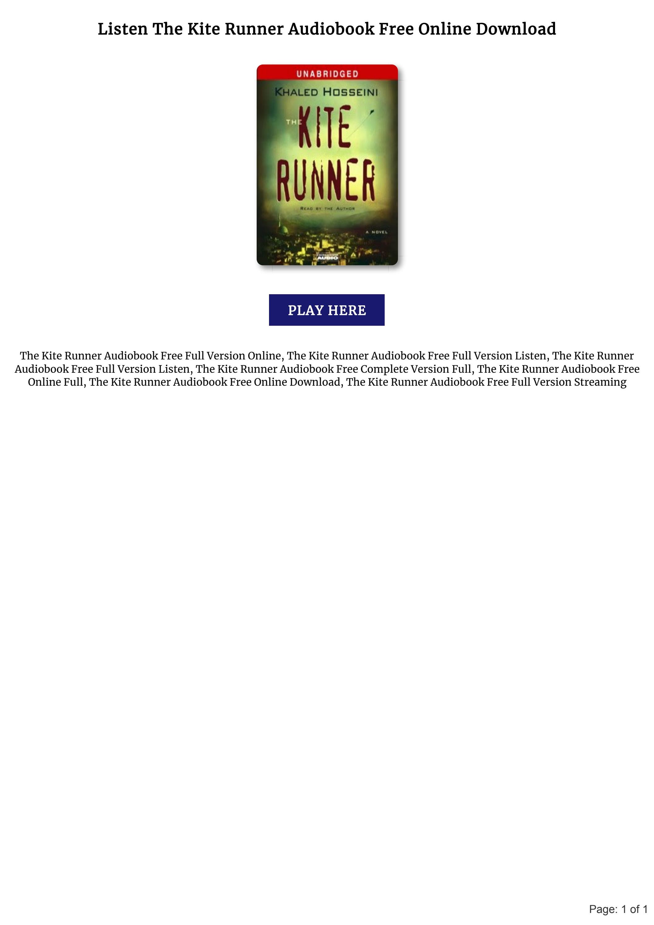 The Kite Runner Audiobook Free Online Complete by NatachaMilka Issuu