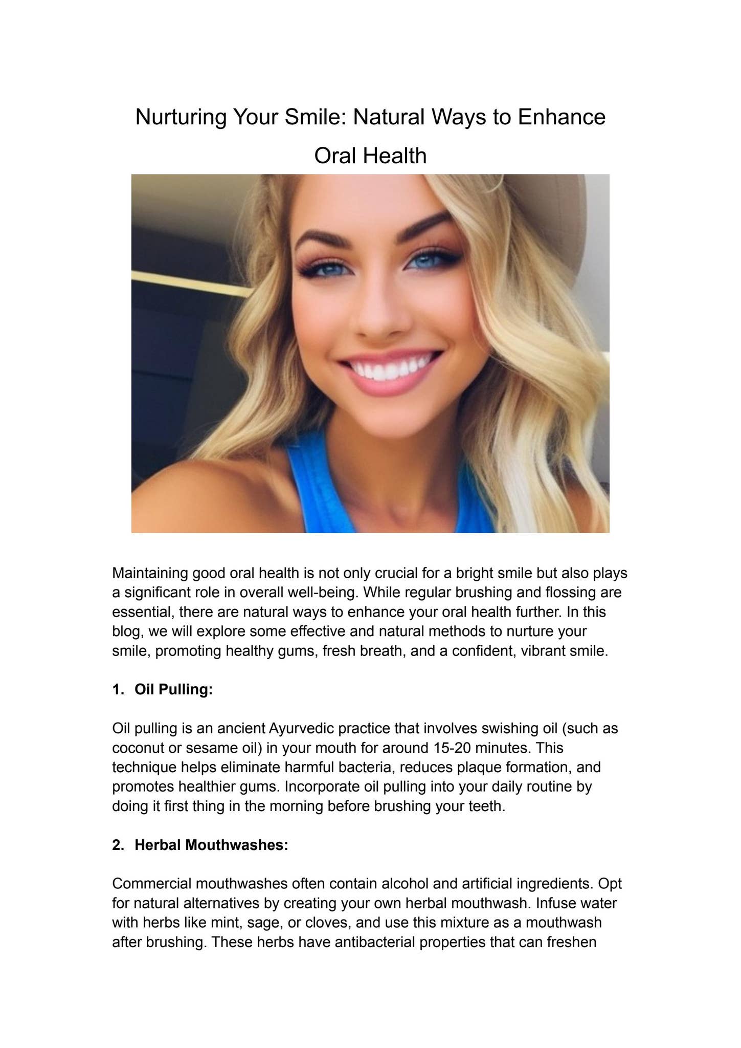 Nurturing Your Smile: Natural Ways to Enhance Oral Health by Ethan ...