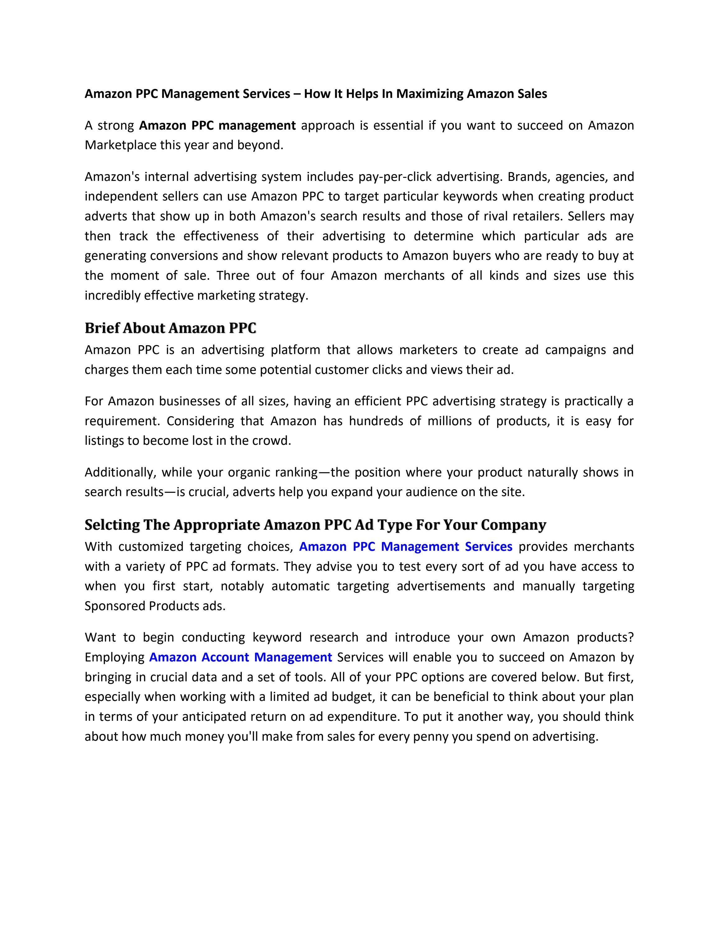 Amazon PPC Management Services How It Helps In Maximizing Amazon