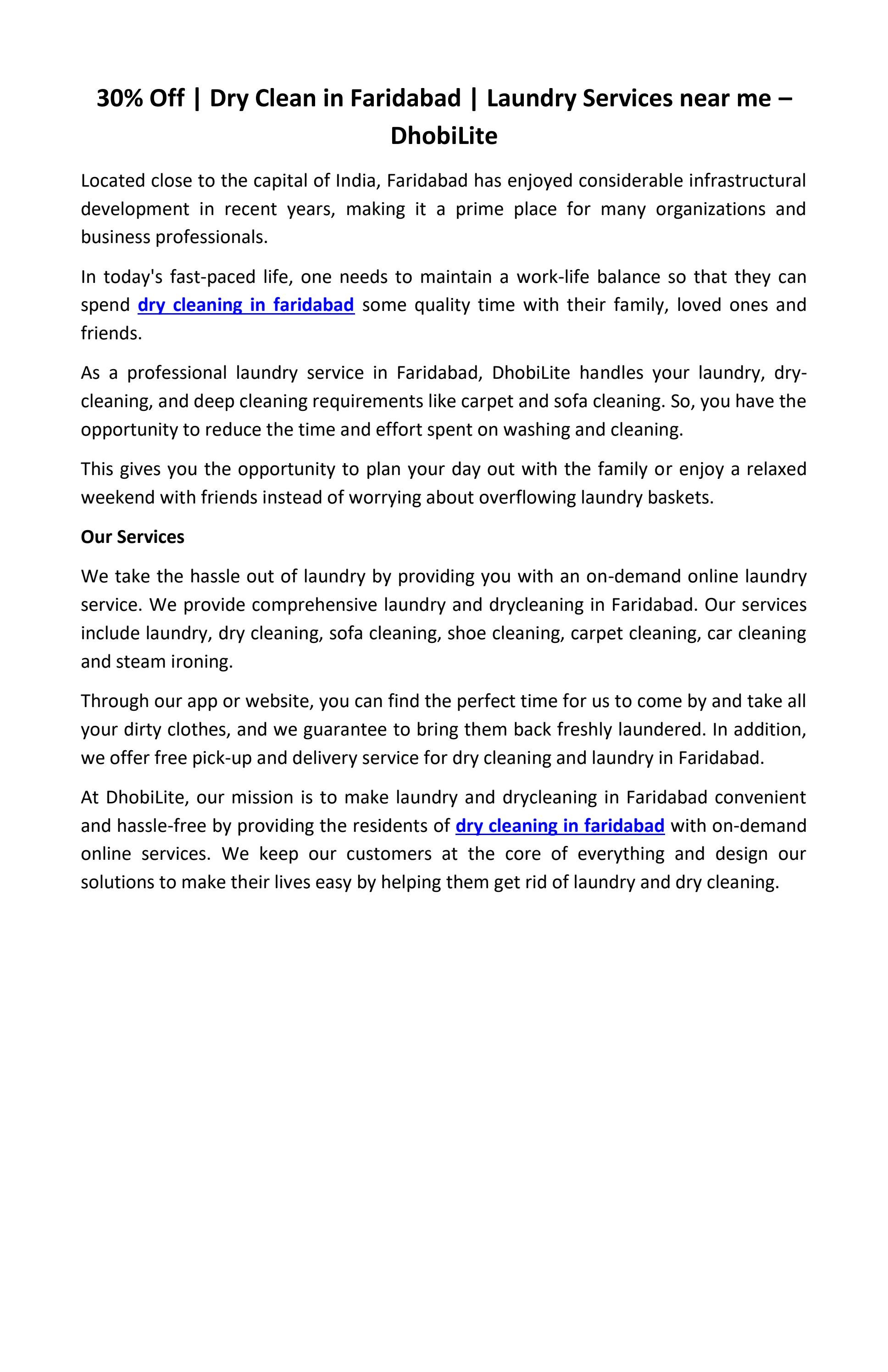 Dry Clean in Faridabad Laundry Services near me by Dhobi Lite Issuu