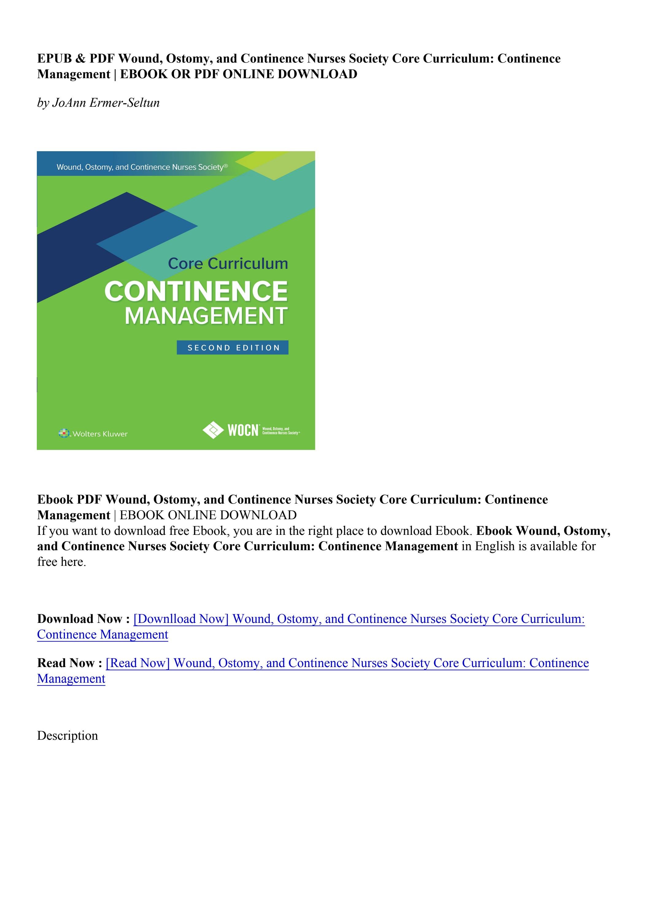 PDF Download Wound, Ostomy, and Continence Nurses Society Core