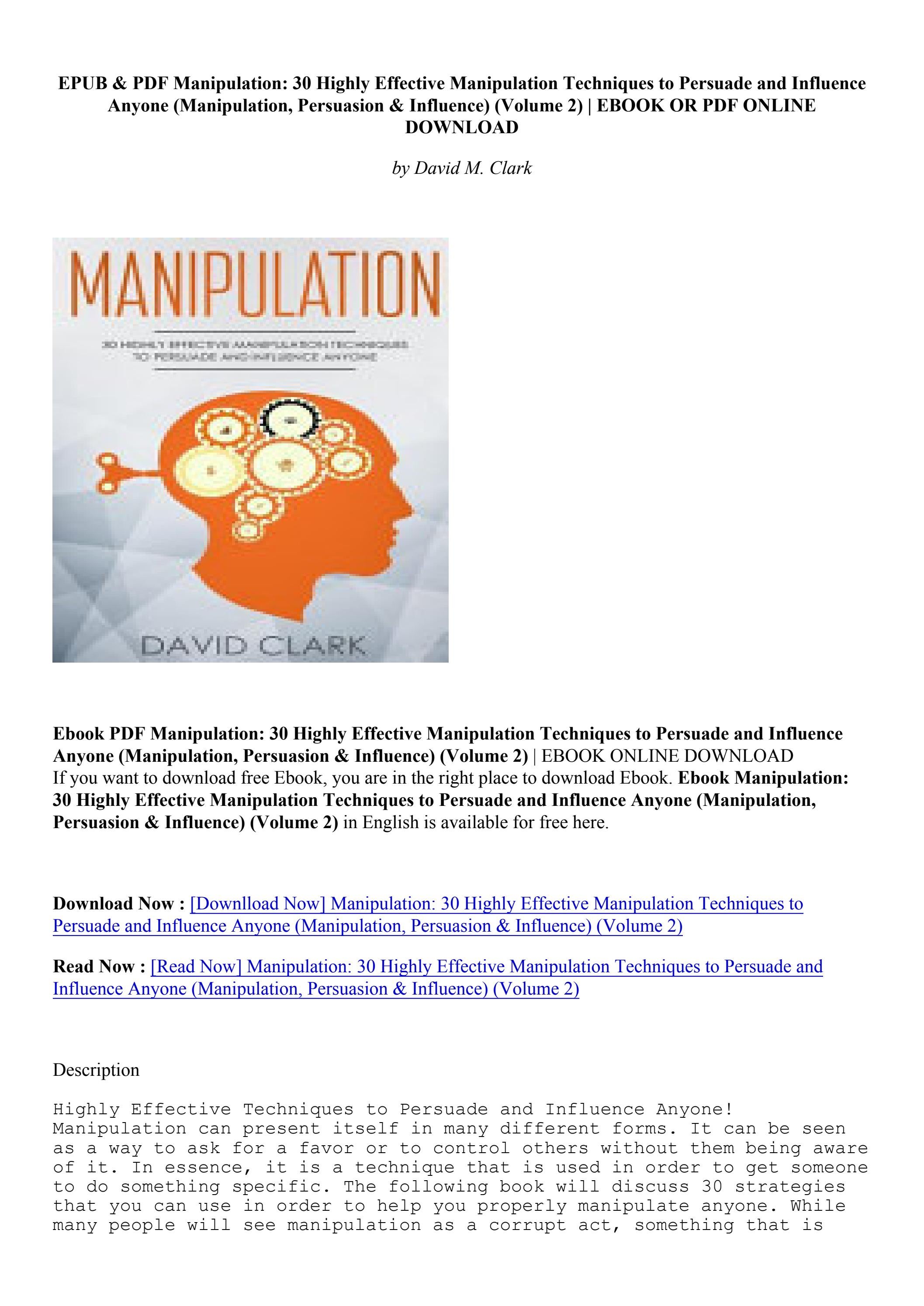 Download Book Manipulation 30 Highly Effective Manipulation Techniques