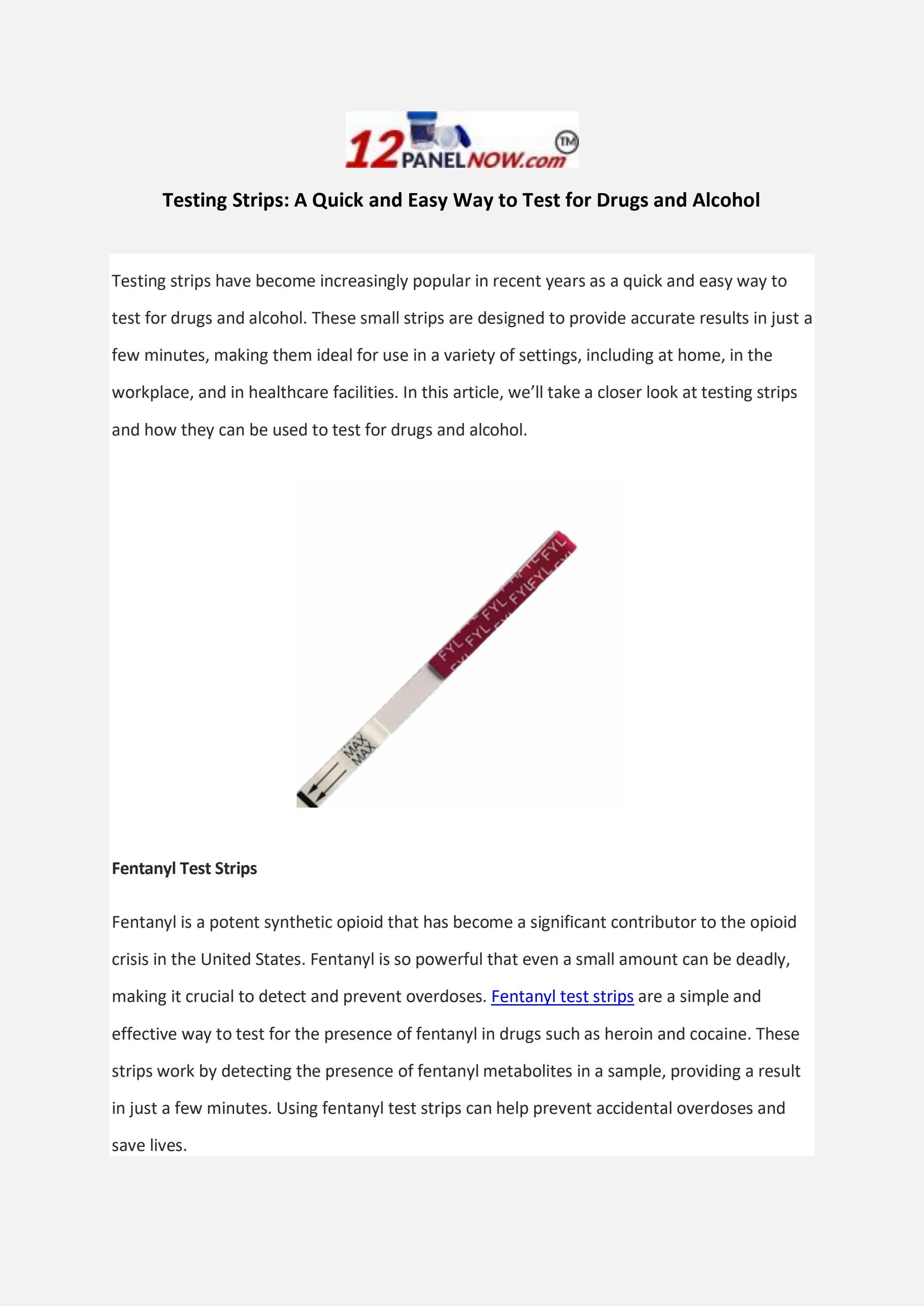 Testing Strips A Quick and Easy Way to Test for Drugs and Alcohol by