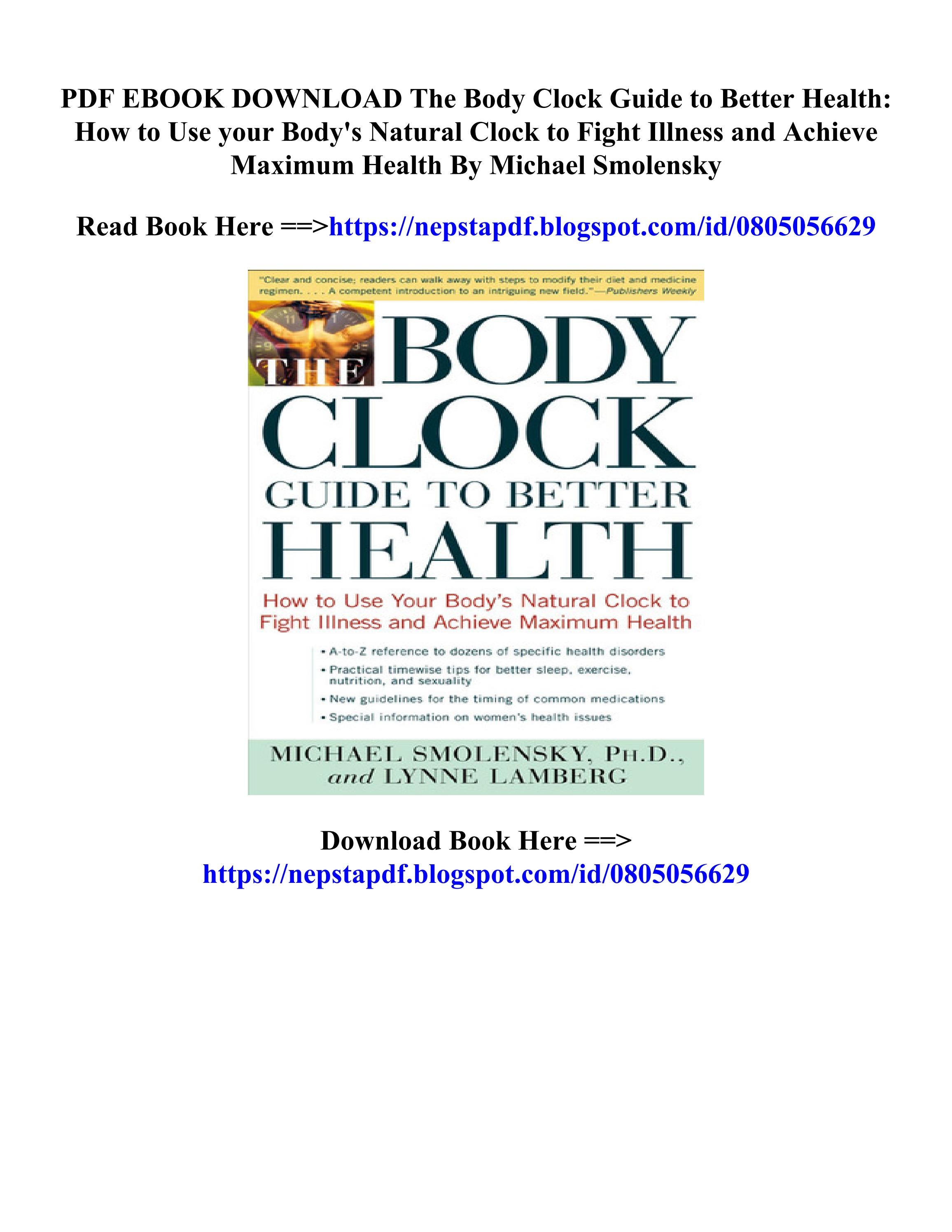 Read PDF The Body Clock Guide to Better Health How to Use your Body's