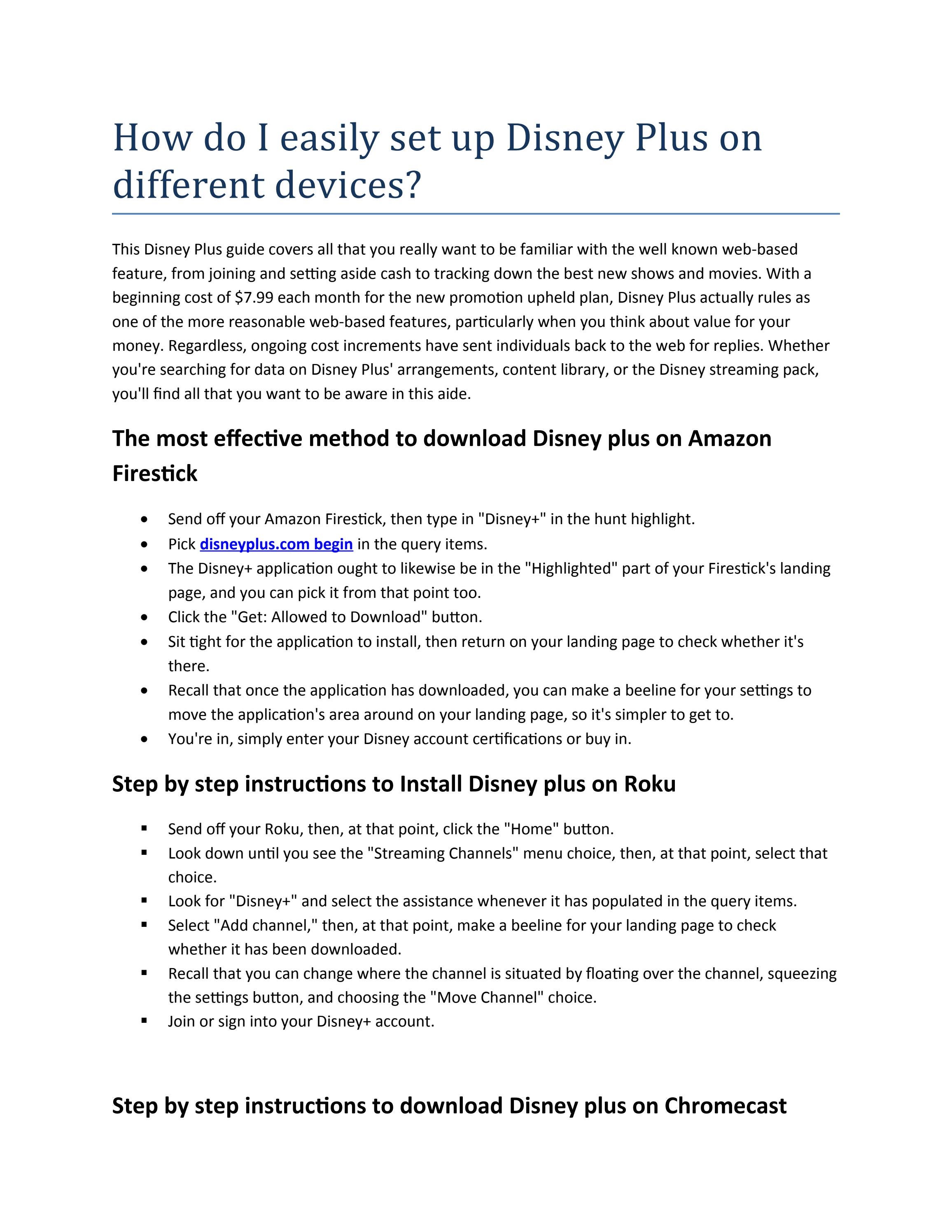 How do I easily set up Disney Plus on different devices? by lisaelli