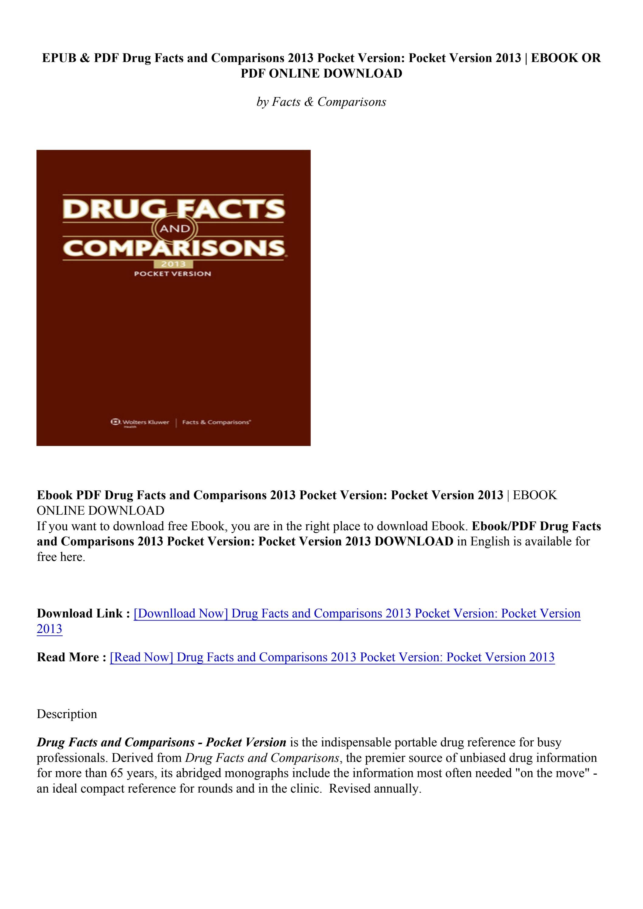 PDF Download Drug Facts and Comparisons 2013 Pocket Version Pocket