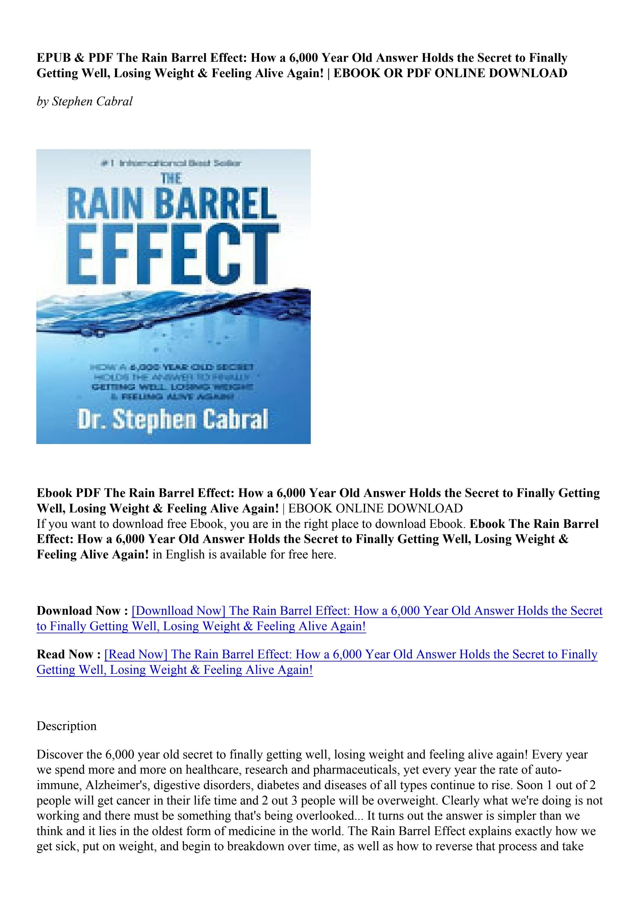 PDF The Rain Barrel Effect How a 6,000 Year Old Answer Holds the