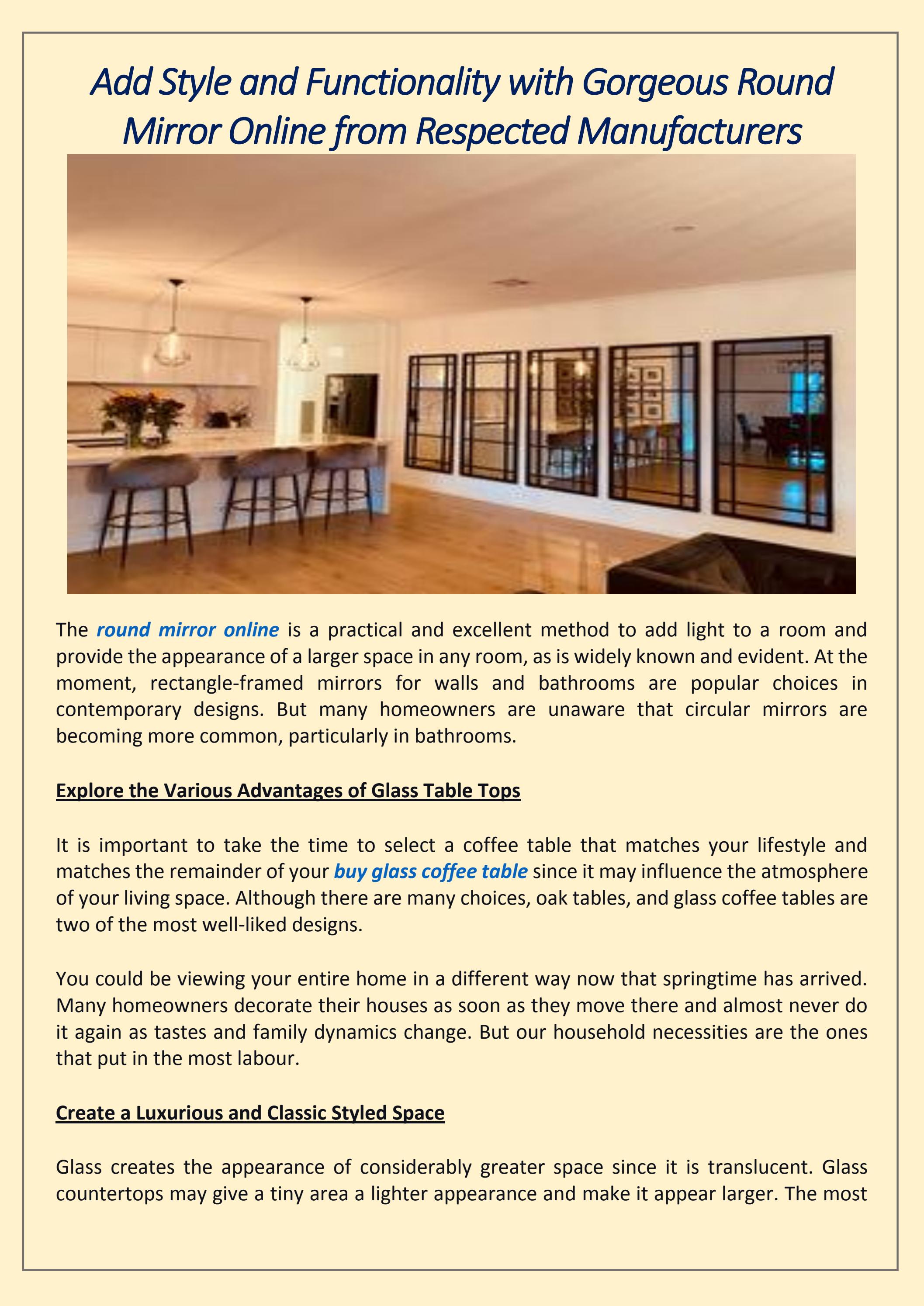 Add Style and Functionality with Round Mirror Online from