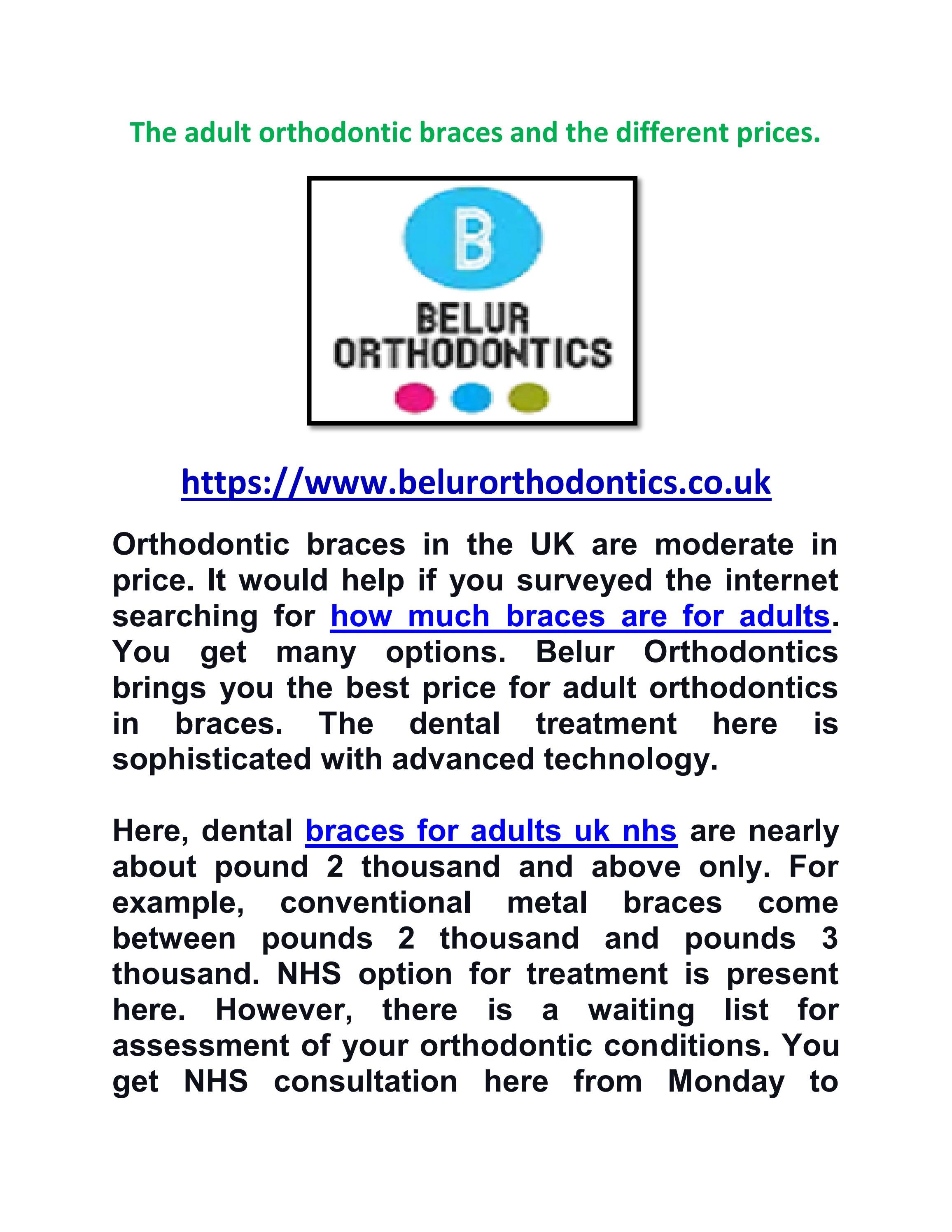 The adult orthodontic braces and the different prices. by Belur