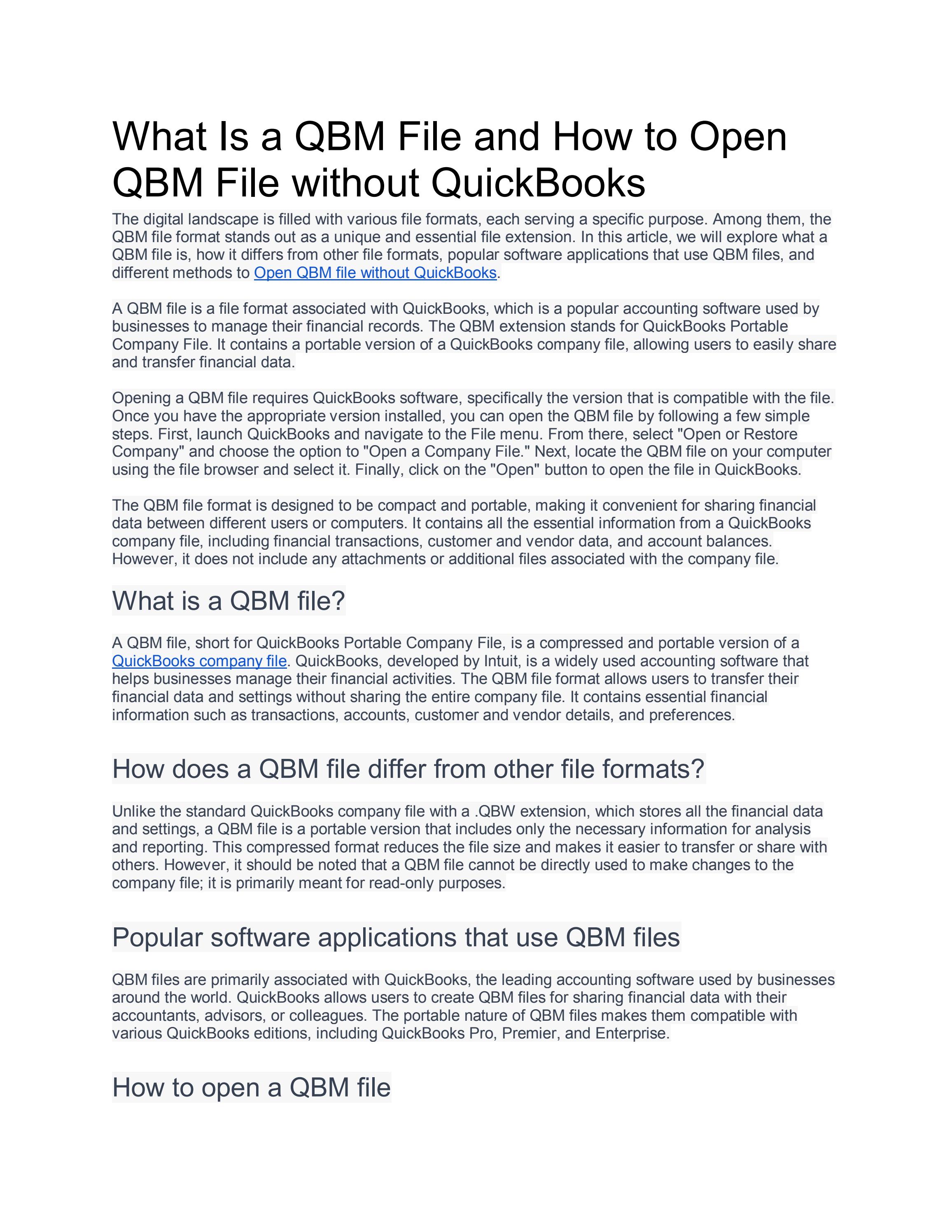 What Is a QBM File and How to Open QBM File without QuickBooks by SMB