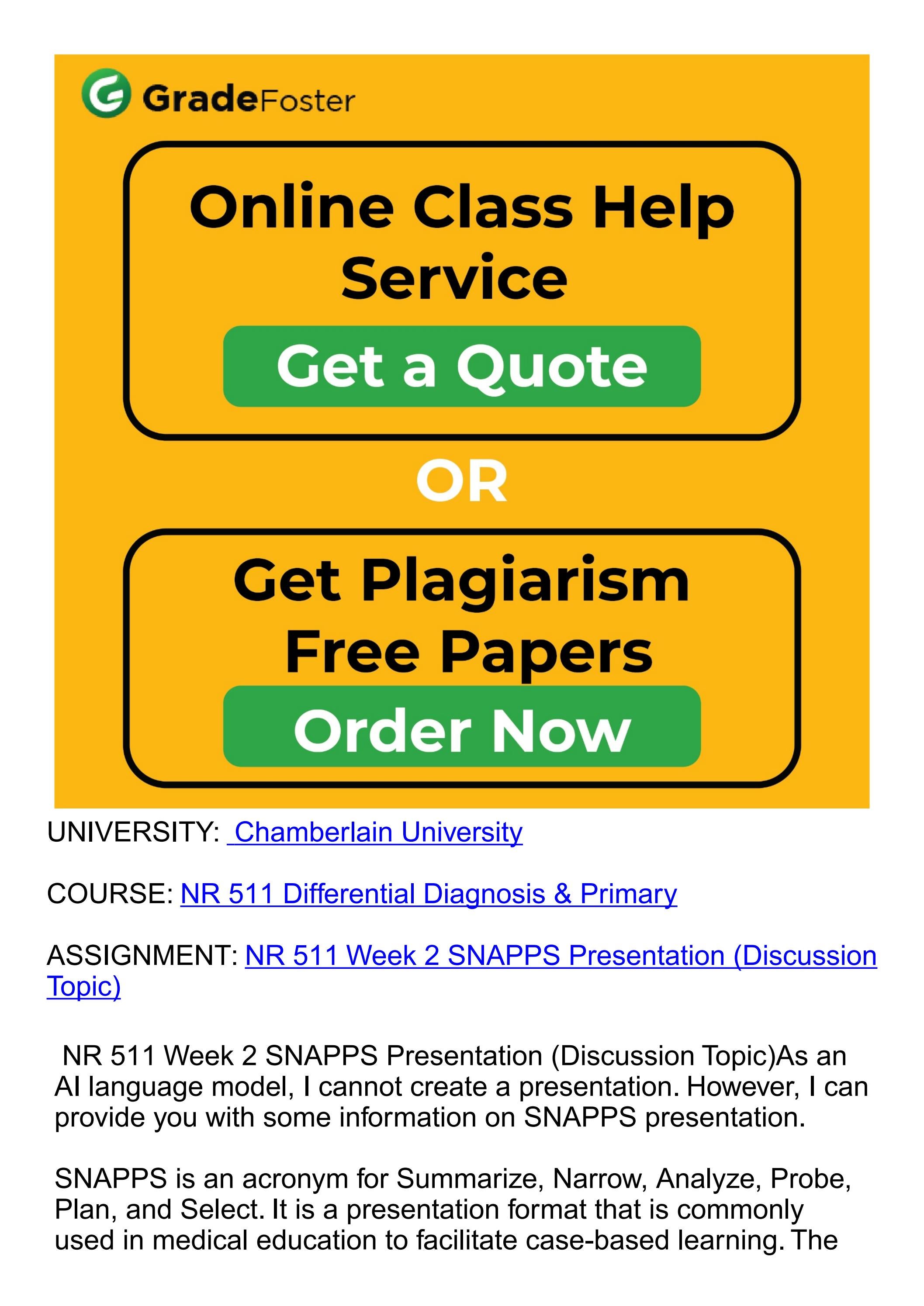 NR 511 Week 2 SNAPPS Presentation (Discussion Topic) by gradefoster Issuu