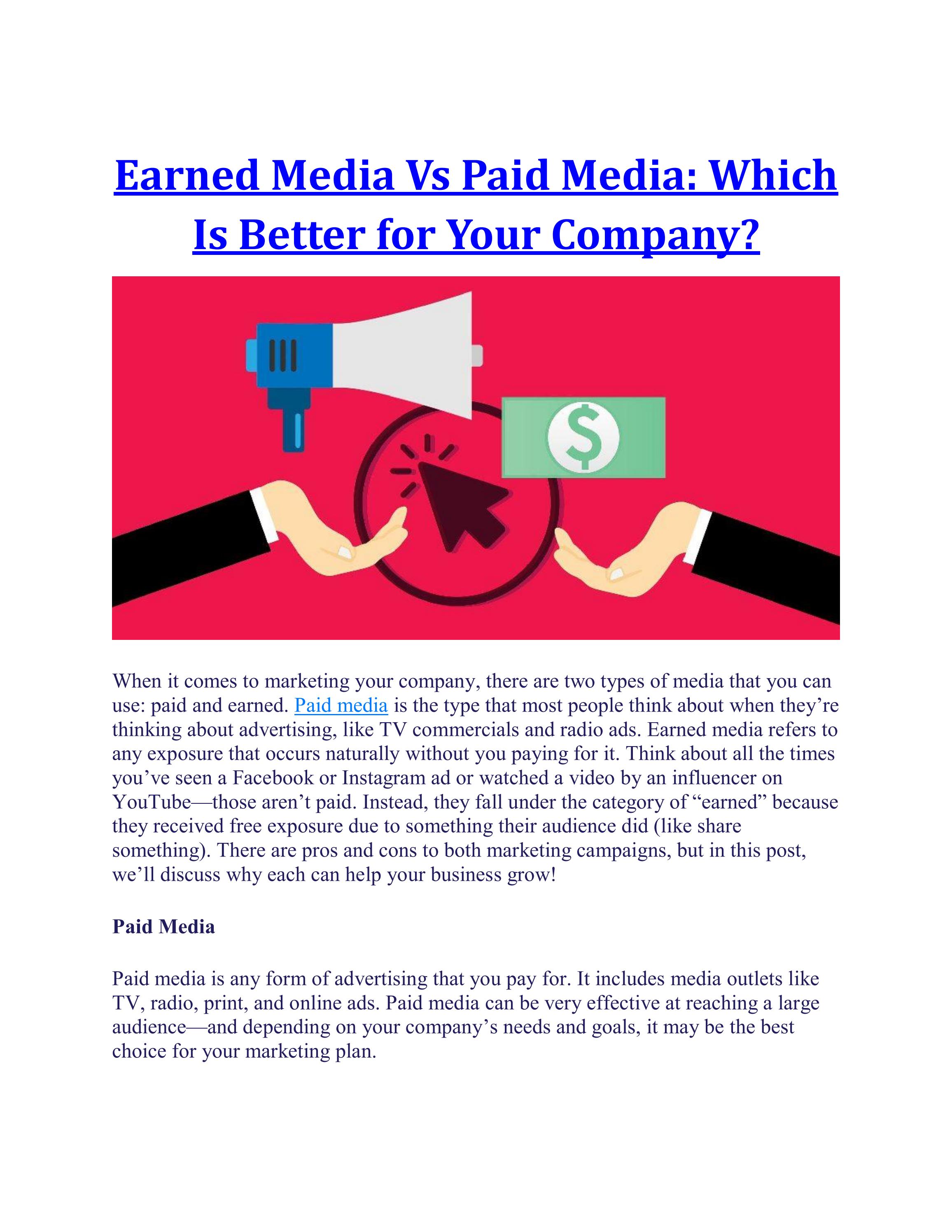 Earned Media vs Paid Media Which is Better for Your Company by Agency  Partner Interactive - Issuu