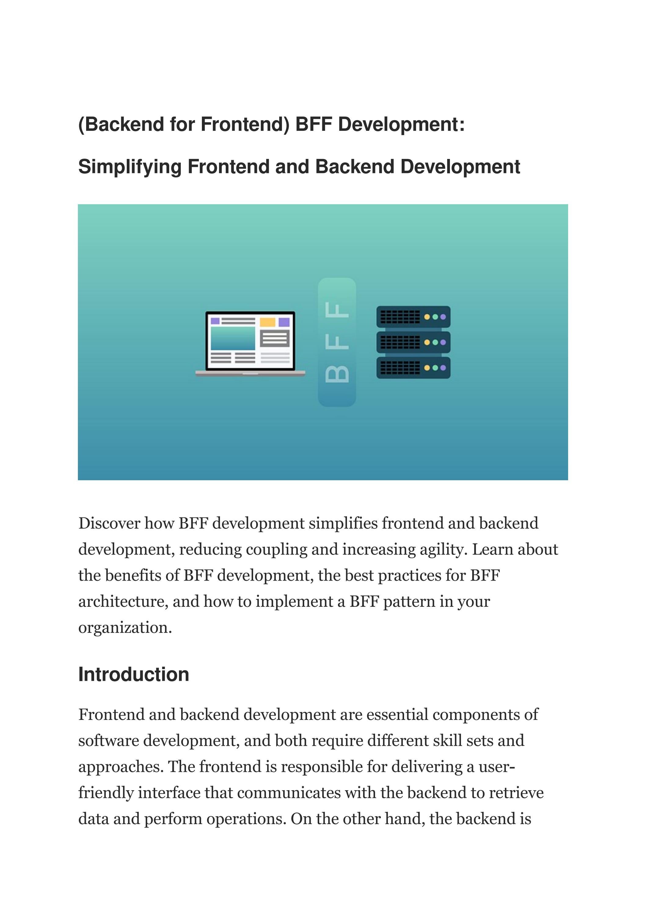 (Backend for Frontend) BFF Development: Simplifying Frontend and ...