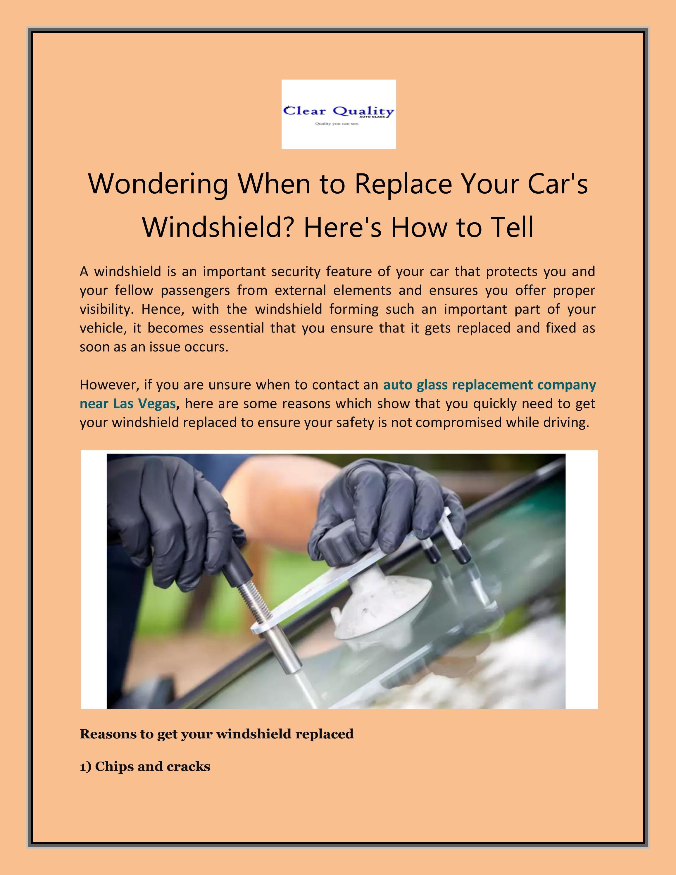 Auto Glass Replacement Company Near Las Vegas by Clear Quality Auto