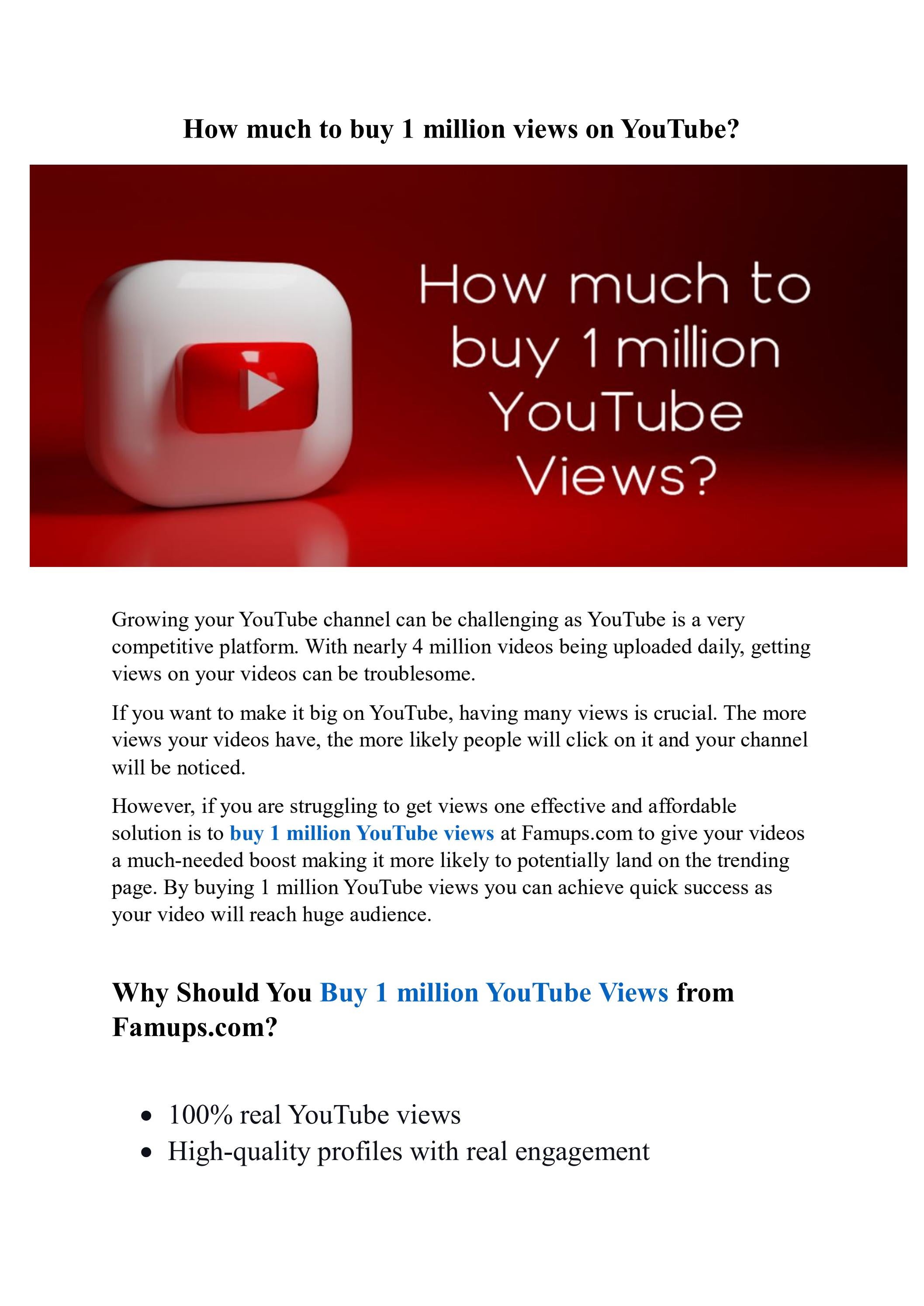 How much to buy 1 million YouTube Views? by amanusa Issuu