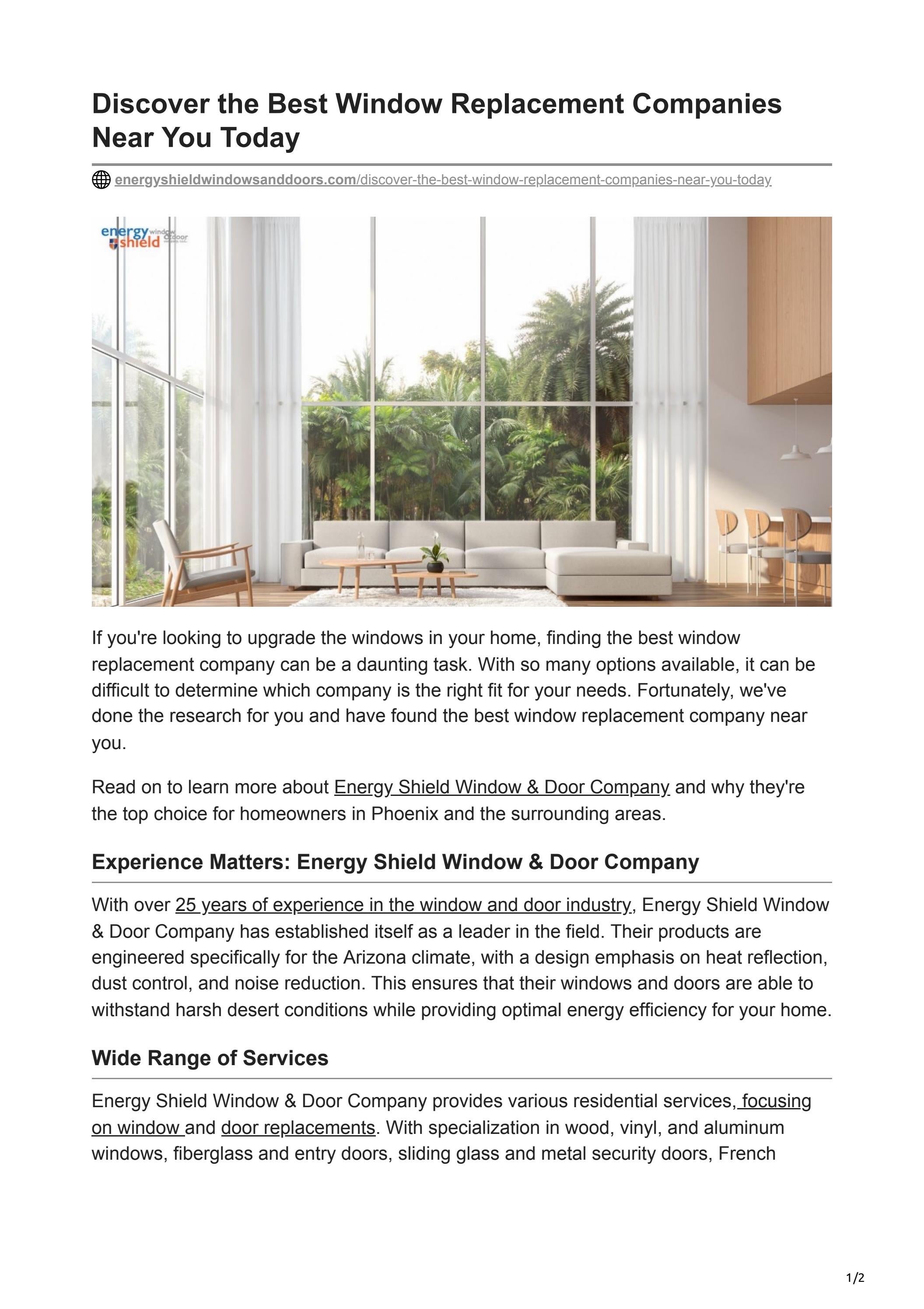 Discover the Best Window Replacement Companies Near You Today by Energy