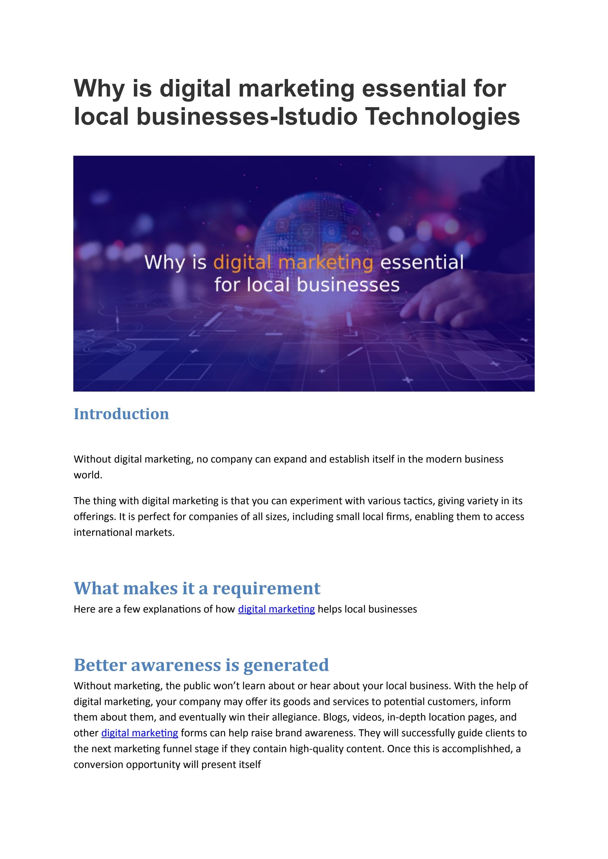 Why is digital marketing essential for local businesses by