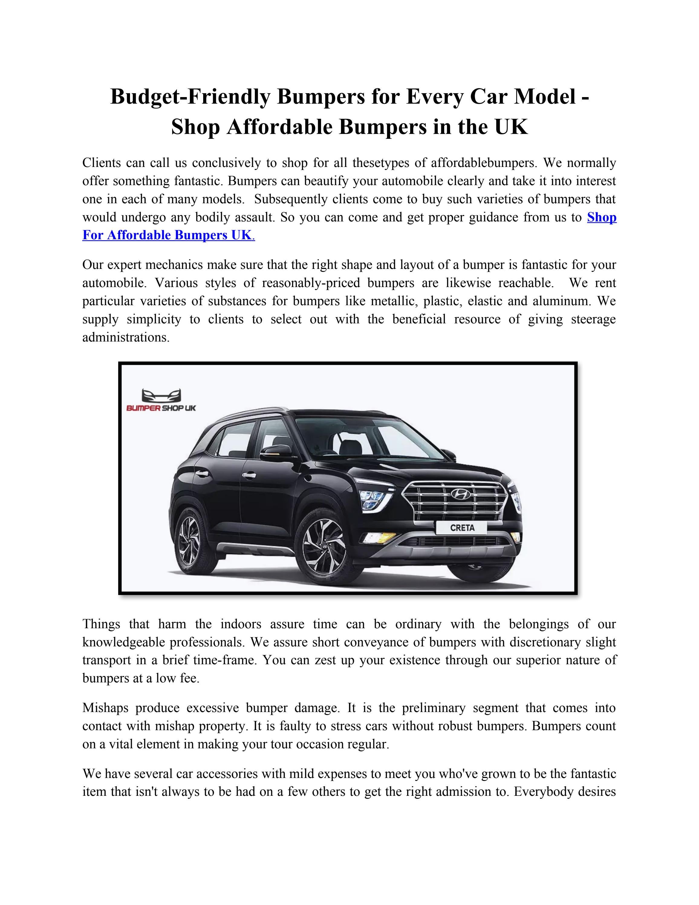 BudgetFriendly Bumpers for Every Car Model Shop Affordable Bumpers