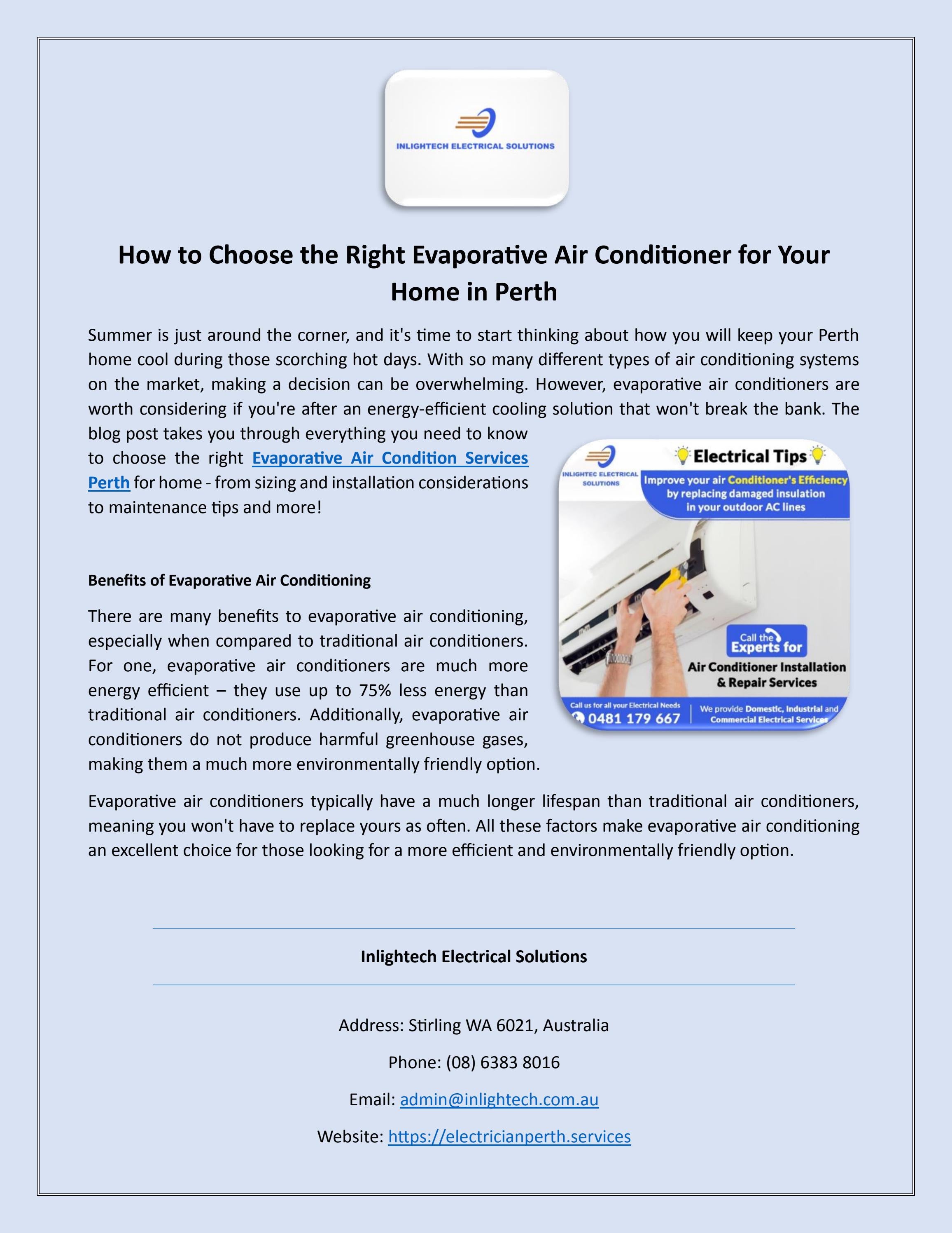 How to Choose the Right Evaporative Air Conditioner for Your Home in