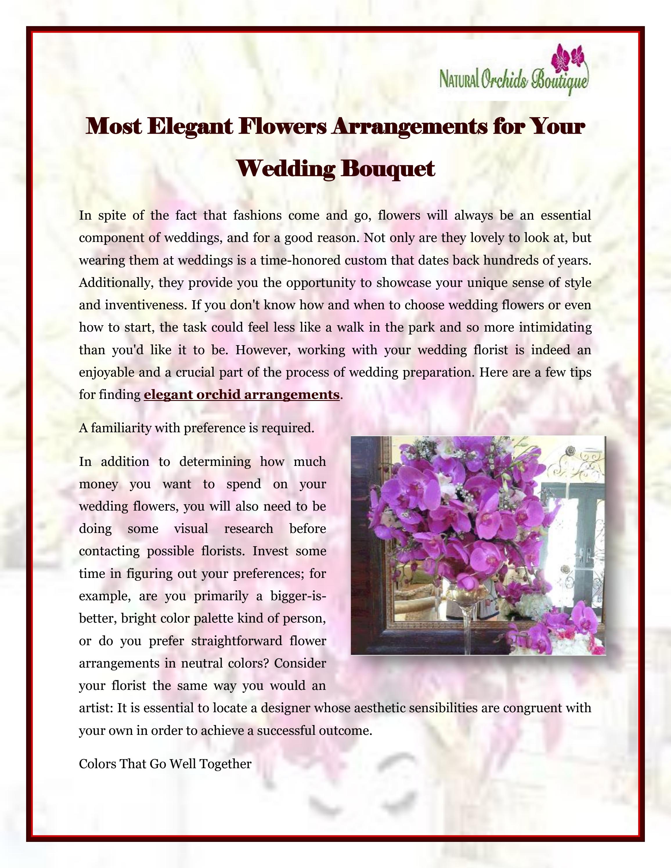 Most Elegant Flowers Arrangements for Your Wedding Bouquet by Natural Orchids Issuu