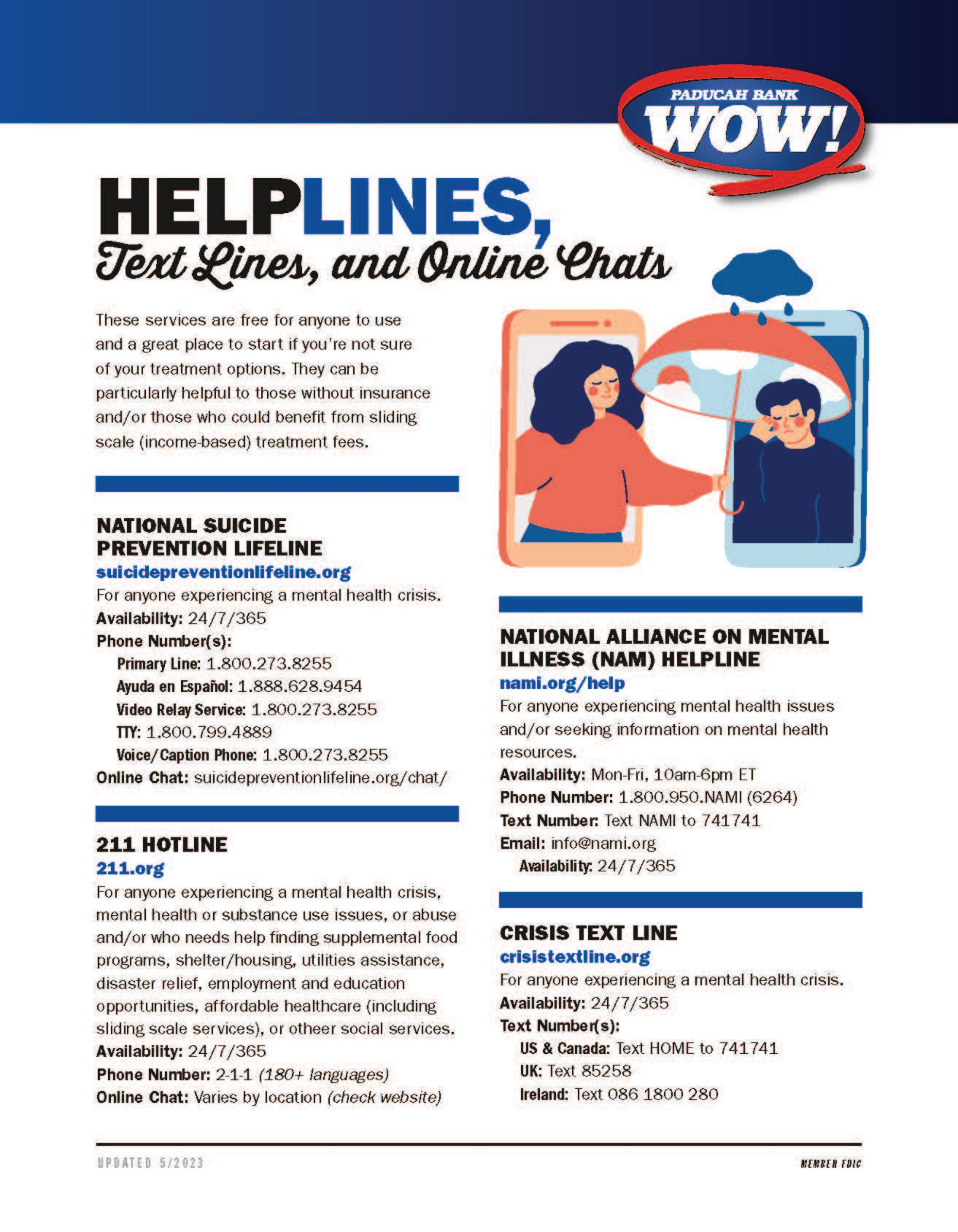 Helplines Flyer - Front & Back by PaducahBank - Issuu