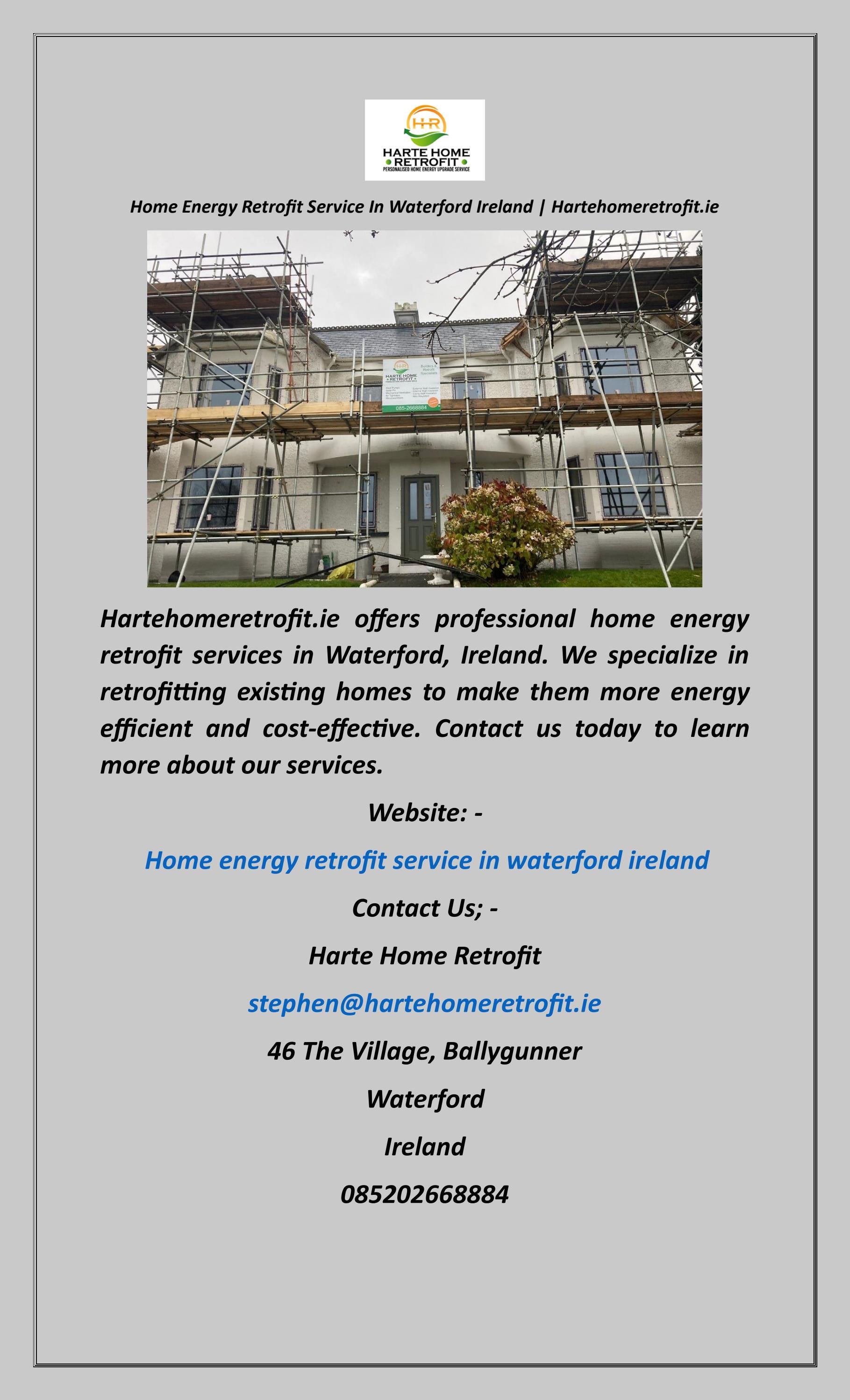 Home Energy Retrofit Service In Waterford Ireland Hartehomeretrofit