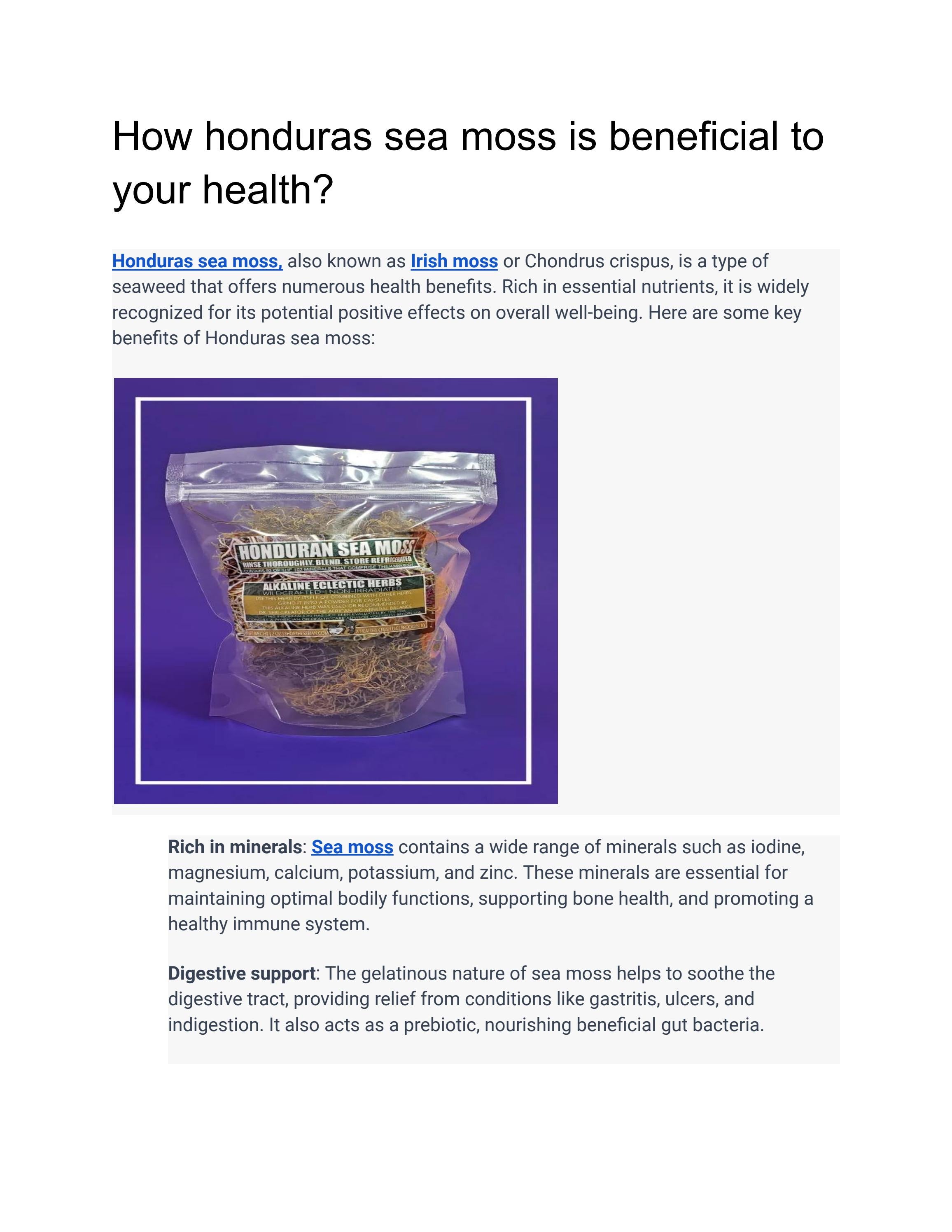 How honduras sea moss is beneficial to your health? by alkalineeclectic