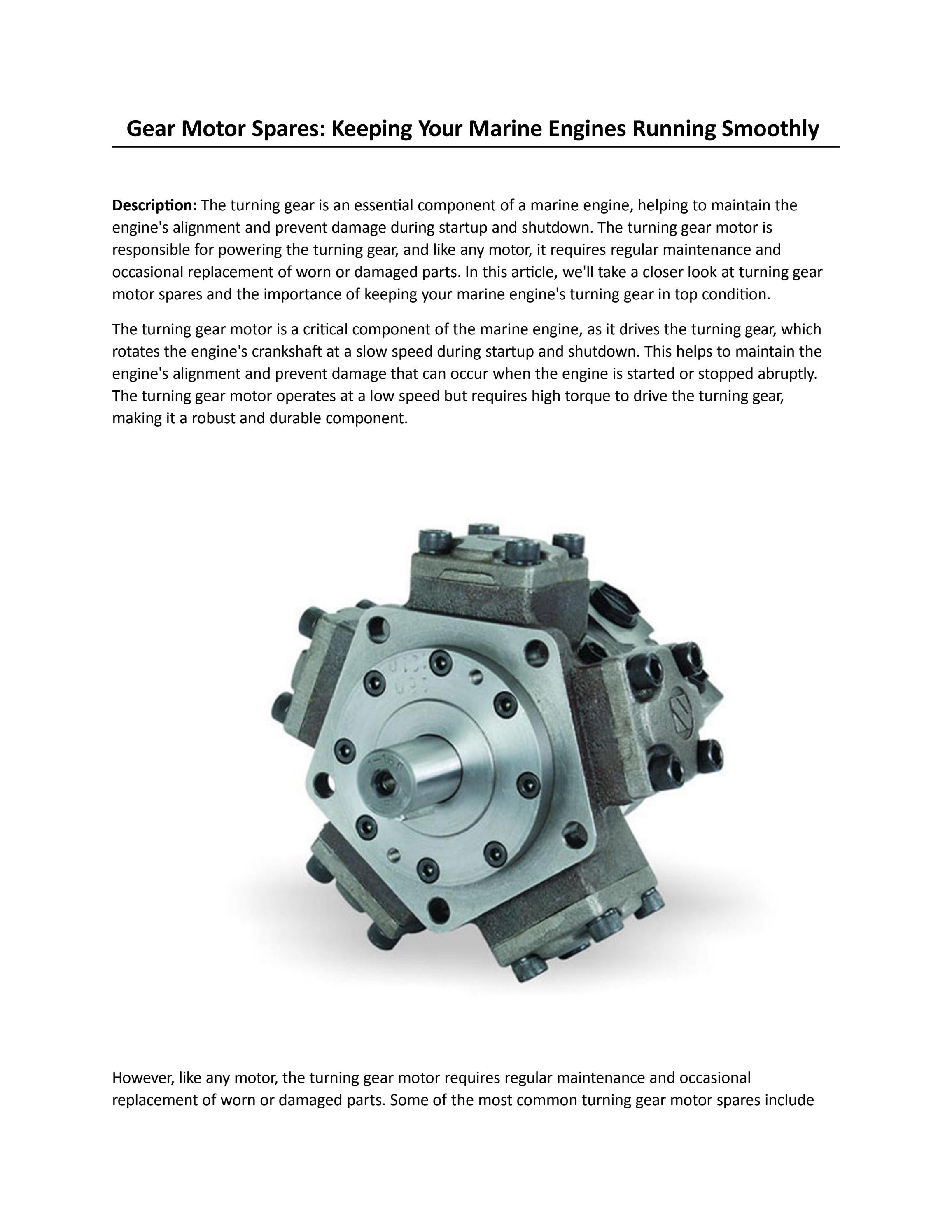 Gear Motor Spares Keeping Your Marine Engines Running Smoothly by Amaf