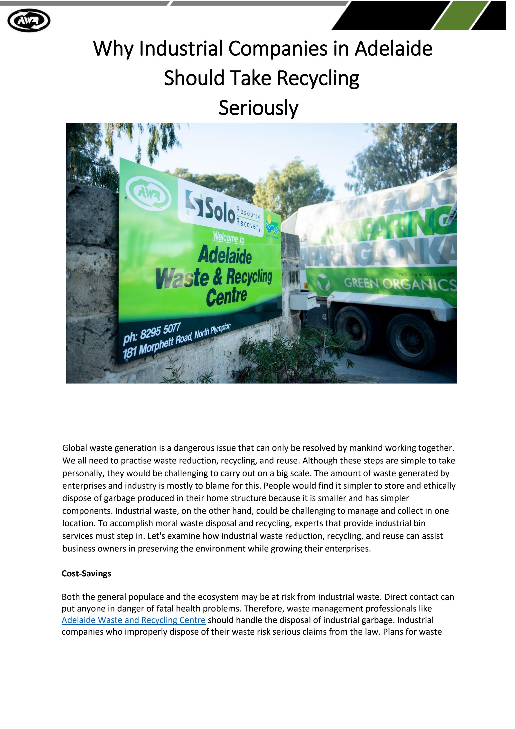 Adelaide waste and recycling centre by recyclingcentre Issuu