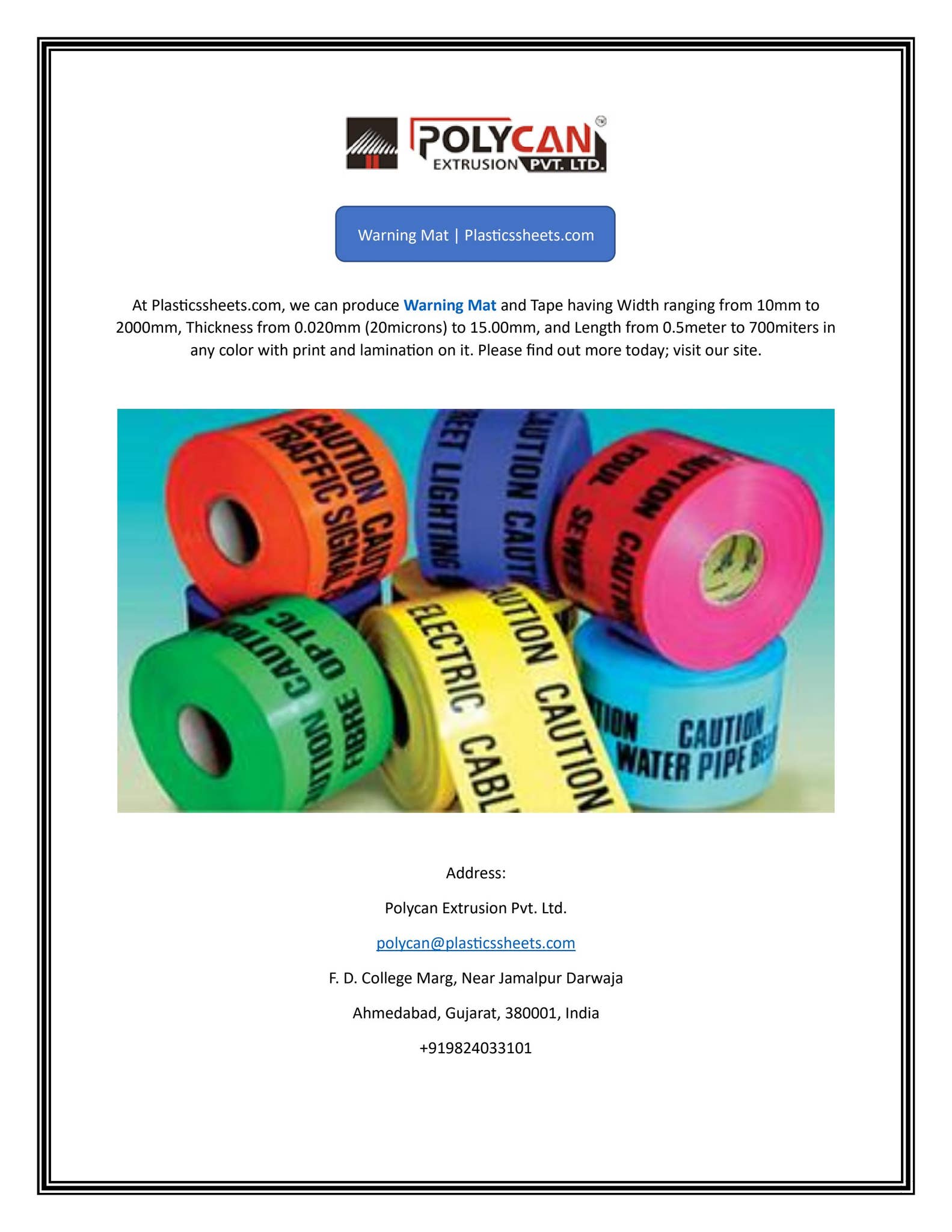 Rubber Mat Warning Sticker Warning Mat | Plasticssheets.com by Polycan Extrusion - Issuu