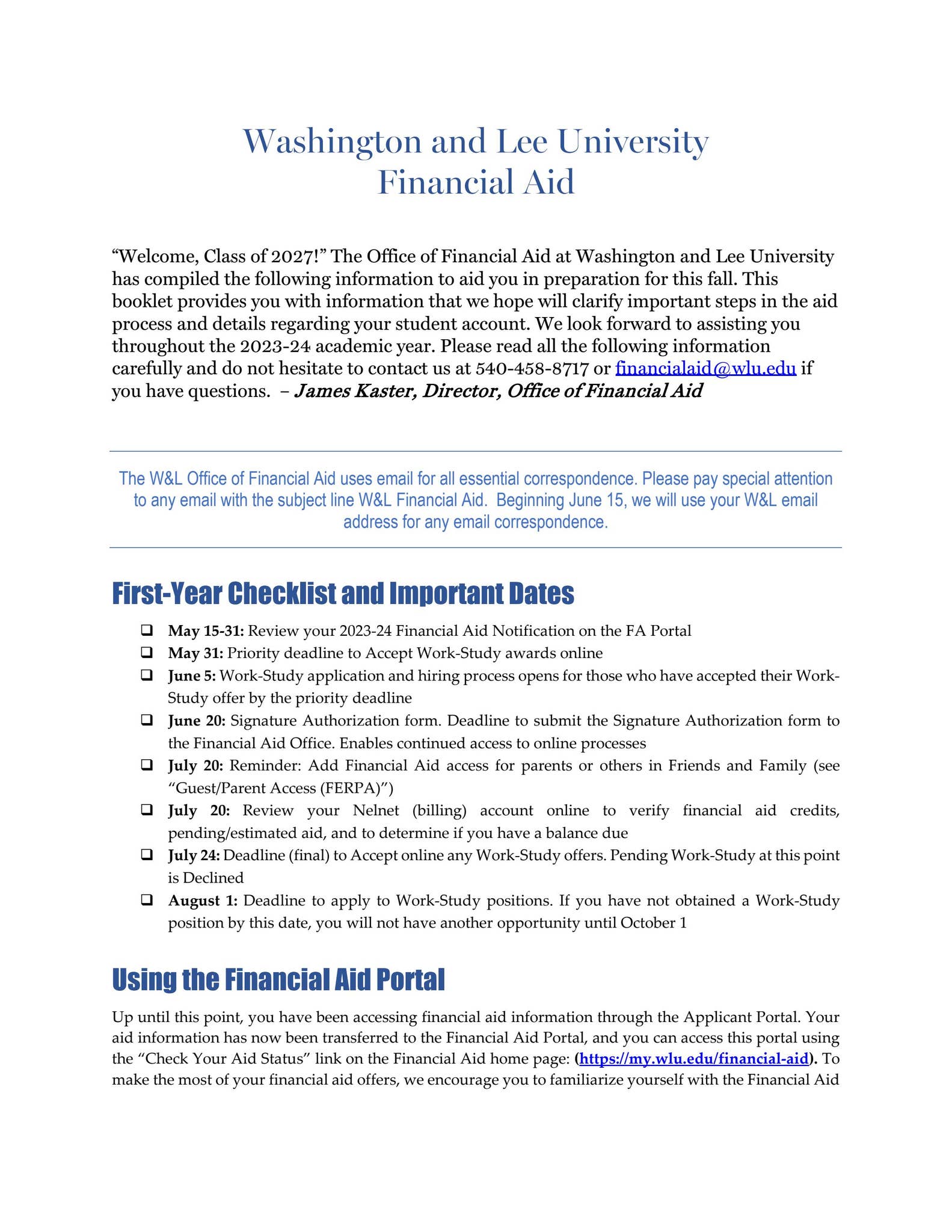 Washington and Lee University Financial Aid by Washington