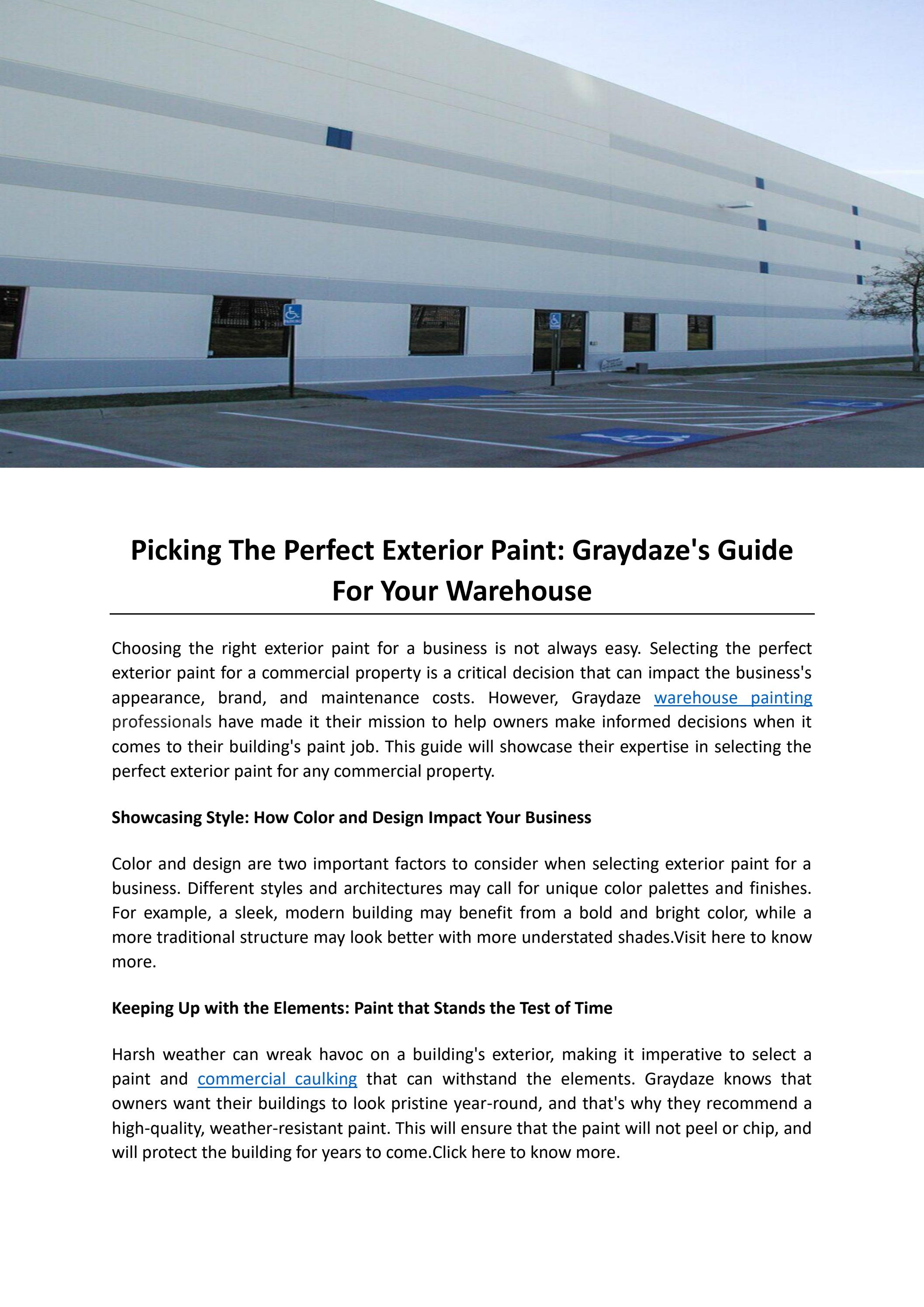 Picking The Perfect Exterior Paint Graydaze's Guide For Your Warehouse