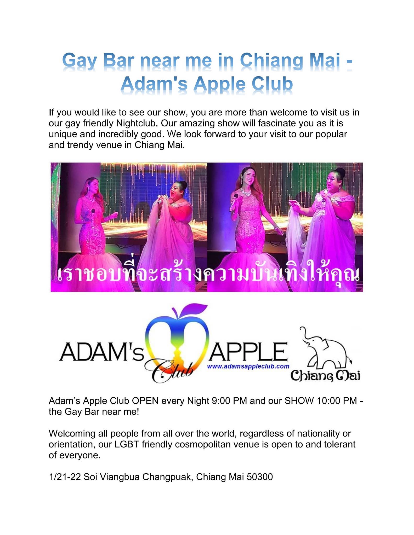 Gay Bar near me in Chiang Mai - Adam's Apple Club by Adams Apple Club ...