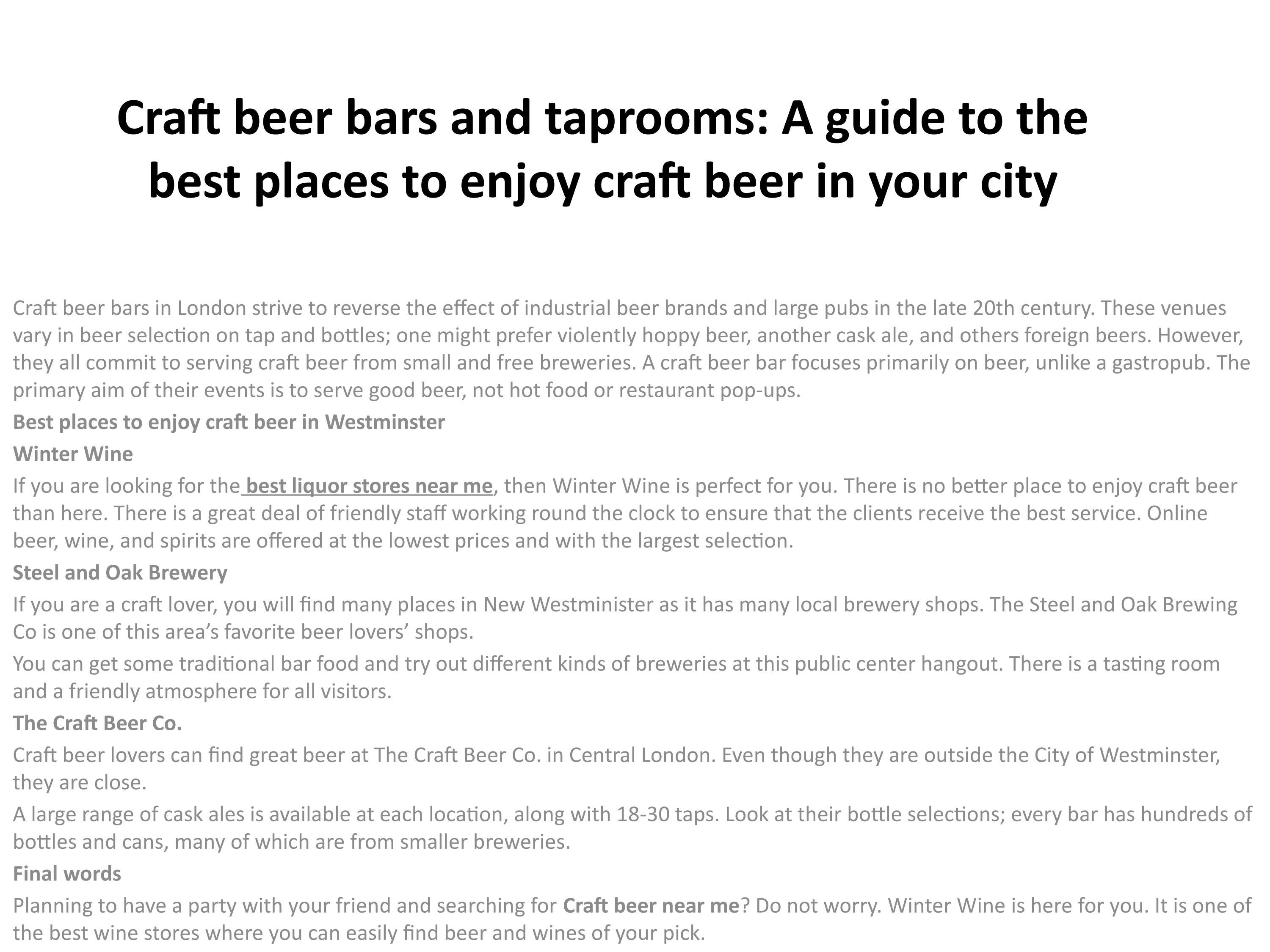 Craft beer bars and taprooms A guide to the best places to enjoy craft